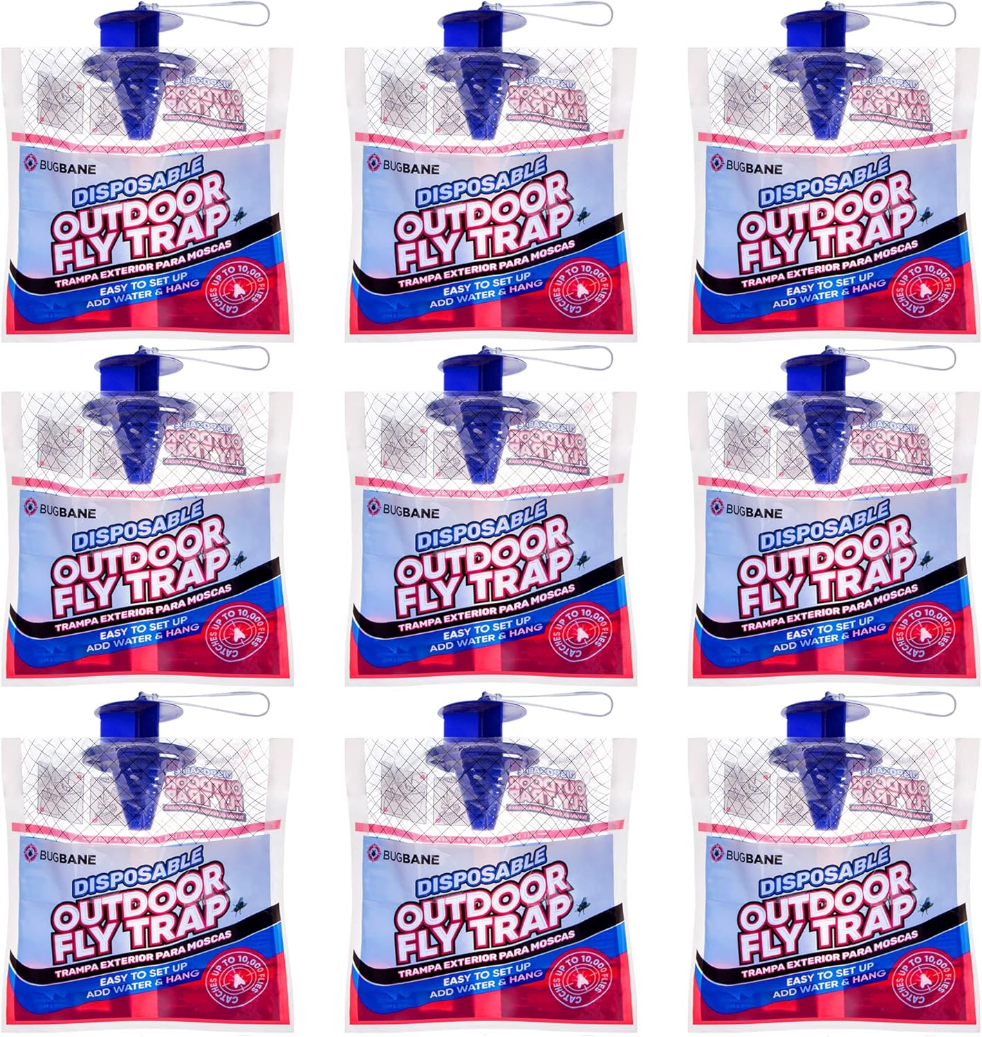 Fly Traps Outdoor Fly Traps. 9 Natural Pre-Baited Fly Bags Outdoor Disposable. F...