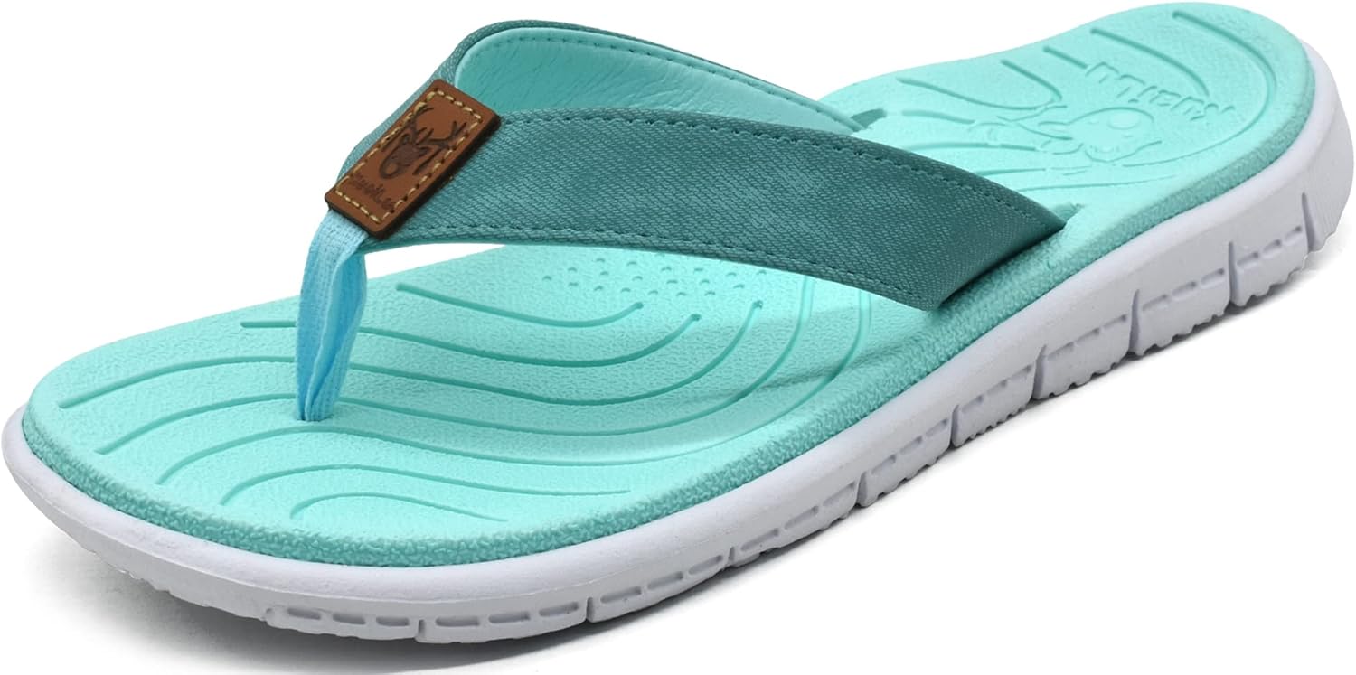 KuaiLu Women's Non-Slip Casual Arch Support Flip Flops Comfortable Summer Beach...