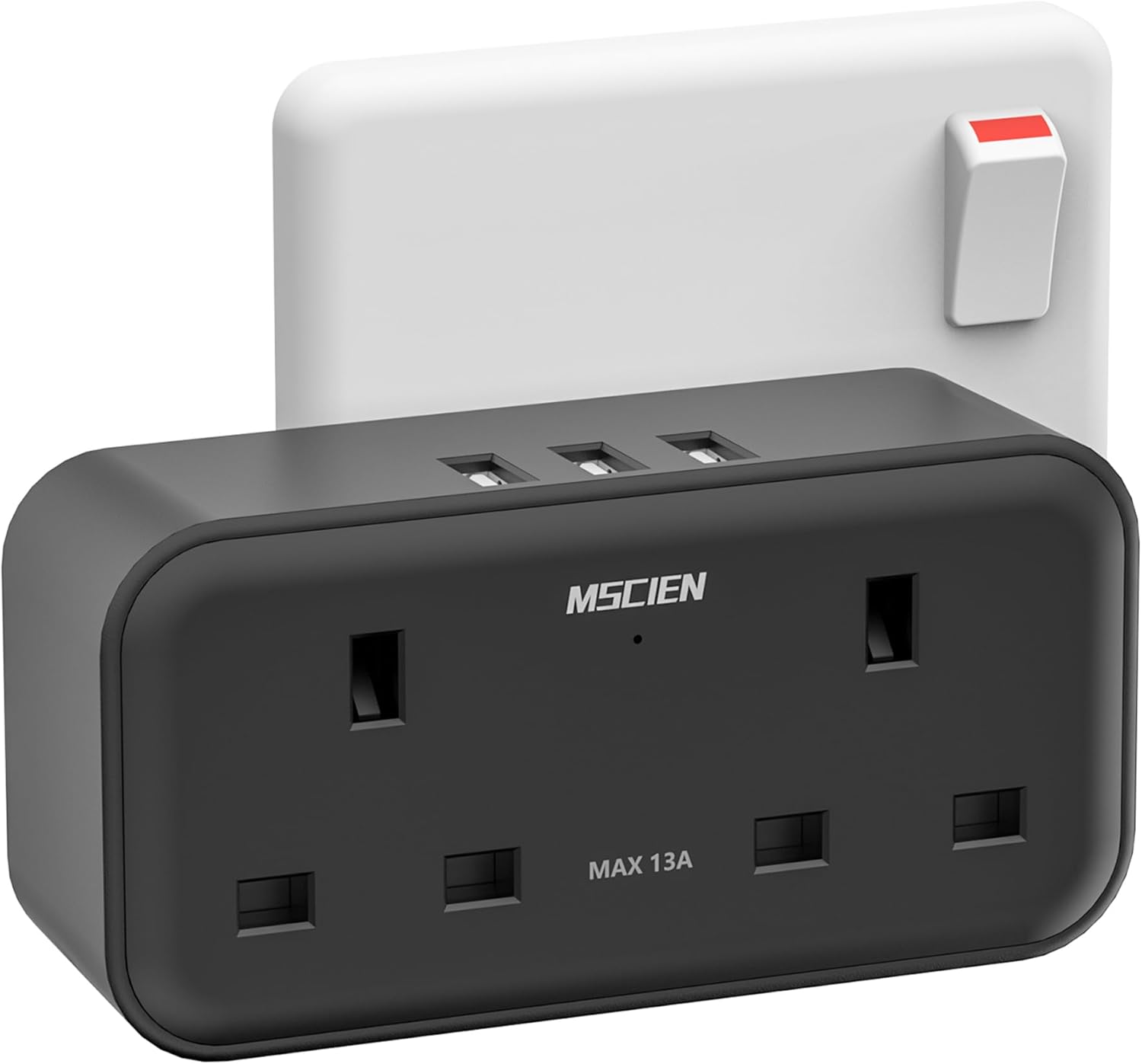 Double Plug Adaptor, Mscien Plug Adapter with 3 USB, 2 Way Plug Extension with D...