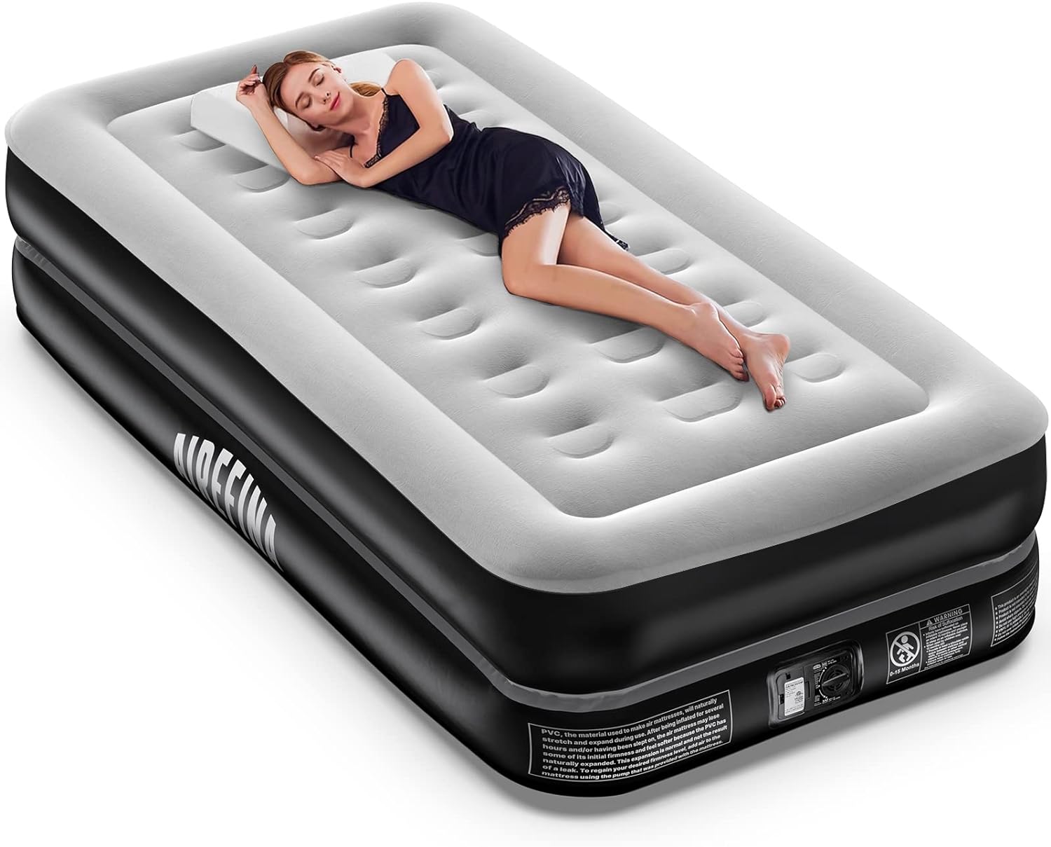 Airefina Deluxy Single Air Bed, Inflatable Air Mattress with Built-in Pump, Doub...