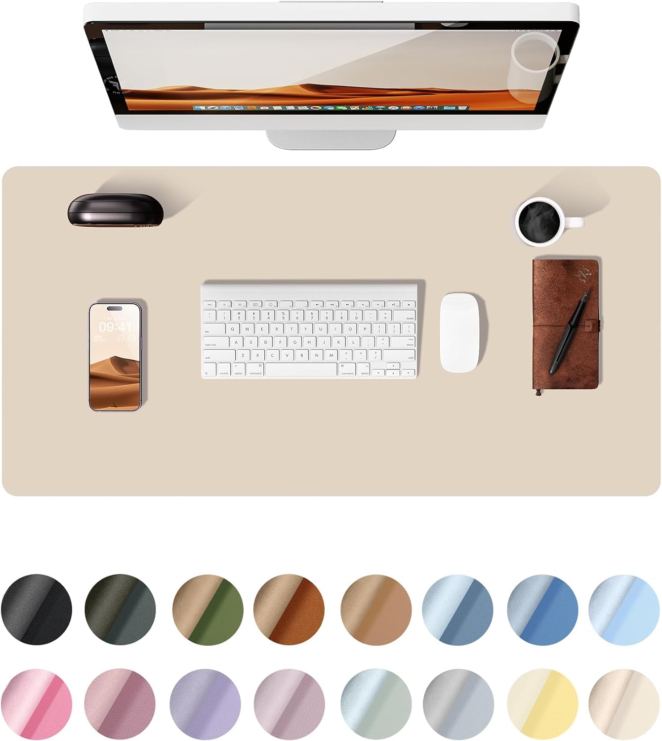 YSAGi Leather Desk Pad Protector, Office Desk Mat, Large Mouse Pad, Non-Slip PU...