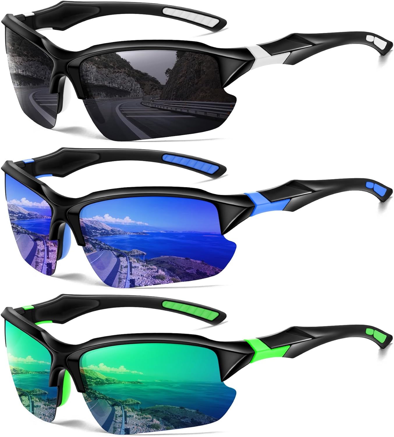 Sports Polarized Sunglasses for Men Cycling Running Fishing UV Protection Sun Gl...