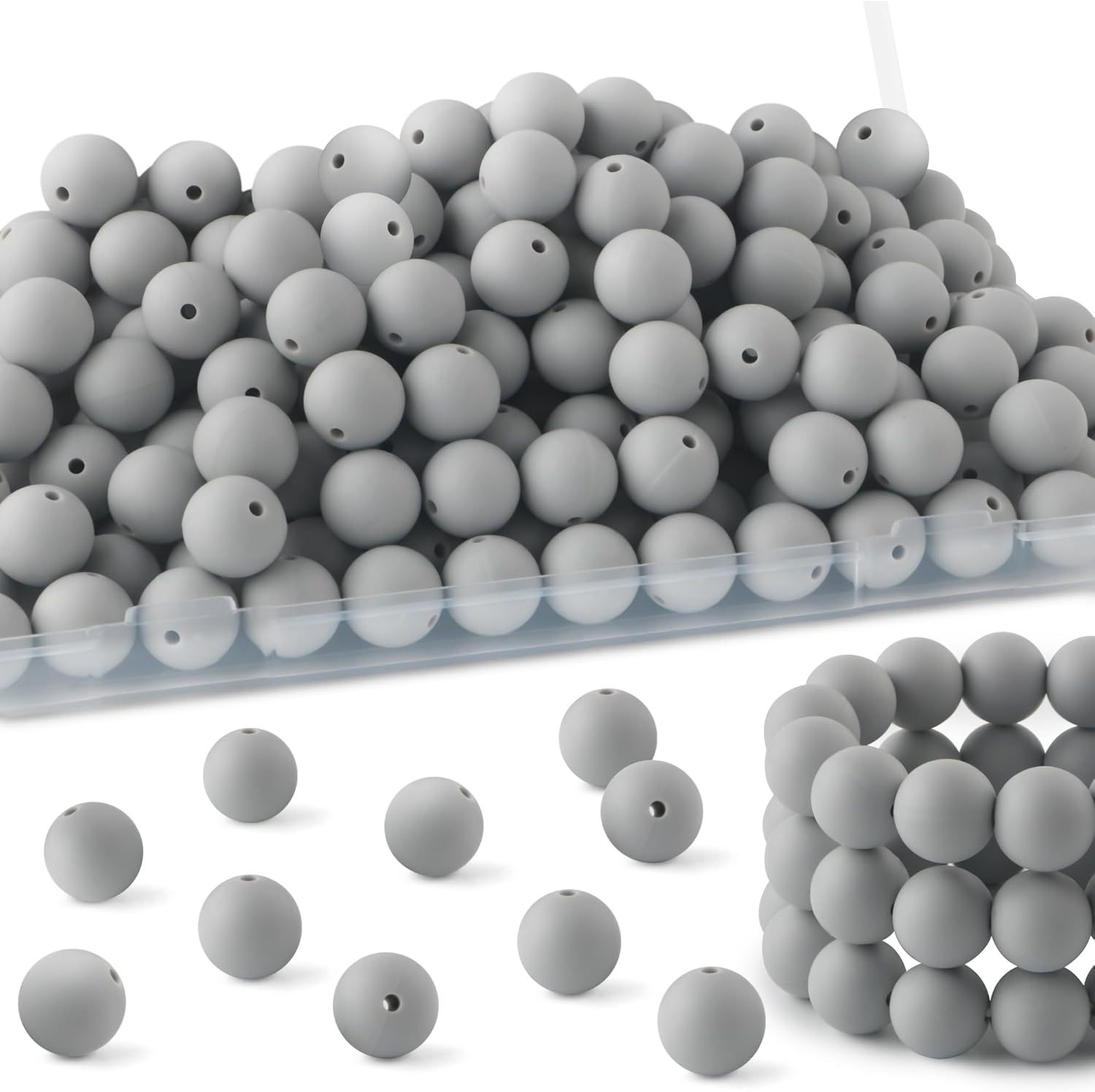150Pcs 15mm Silicone Beads, Silicone Beads for Keychain Making Bulk Silicone Bea...