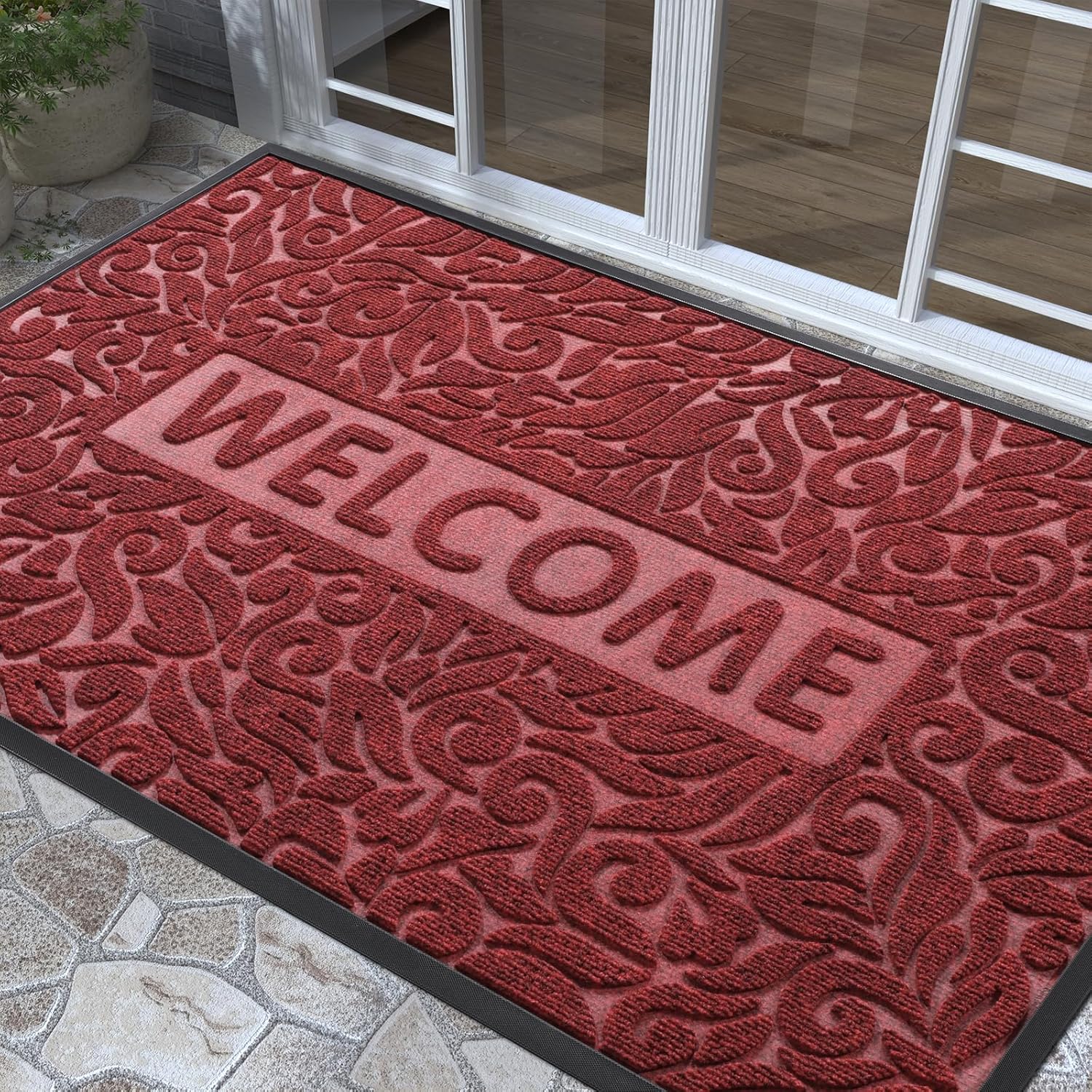 Yimobra Welcome Front Door Mat Outdoor, Special Heavy Duty Sturdy Non-Slip Doorm...