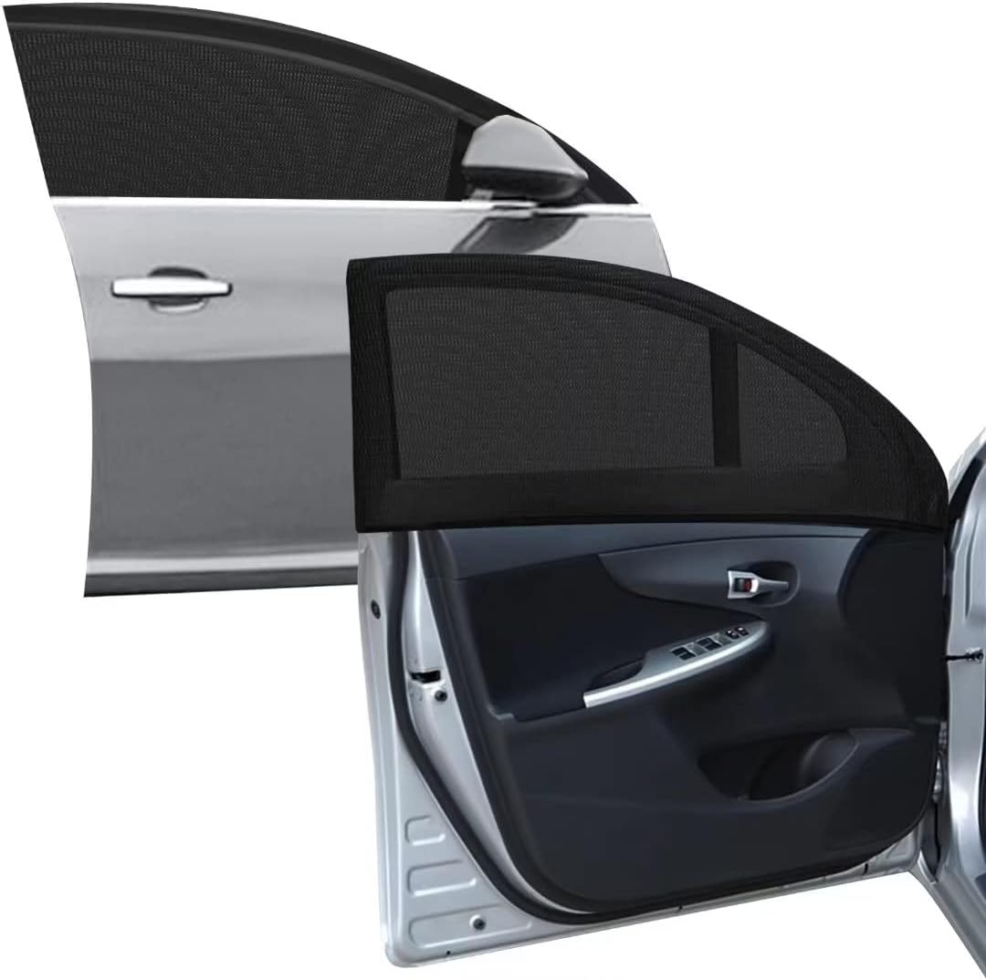 2pcs Car Front Window Sunshade, Breathable Mesh Car Window Screen Streched up to...