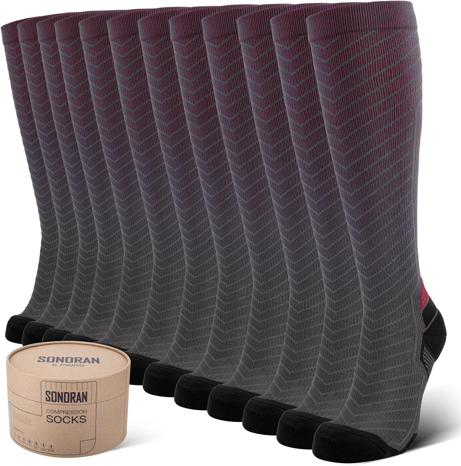 Compression Socks for Men & Women (2/4/6 Pairs) 20-30 mmHg Graduated Compression...