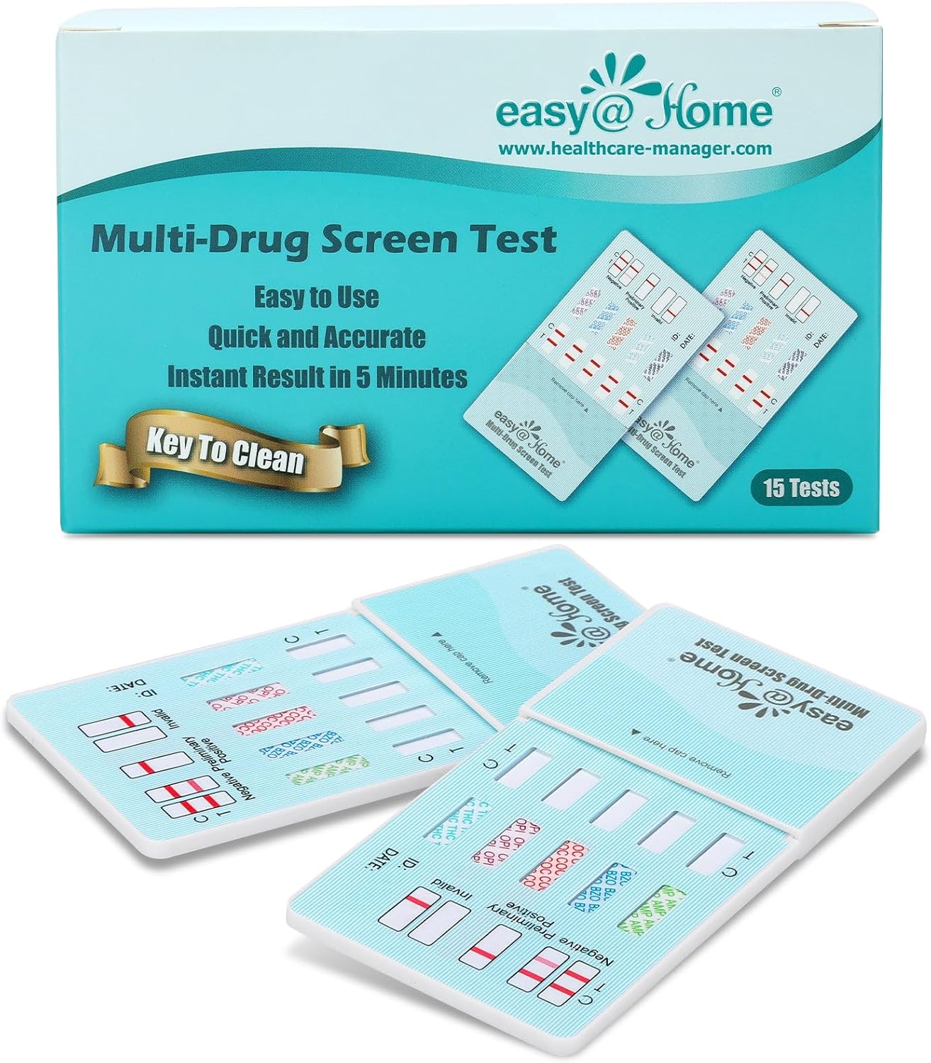 15 Pack Easy@Home 5 Panel Instant Urine Test - THC,COC,OPI 2000,BZO,AMP - #EDOAP...