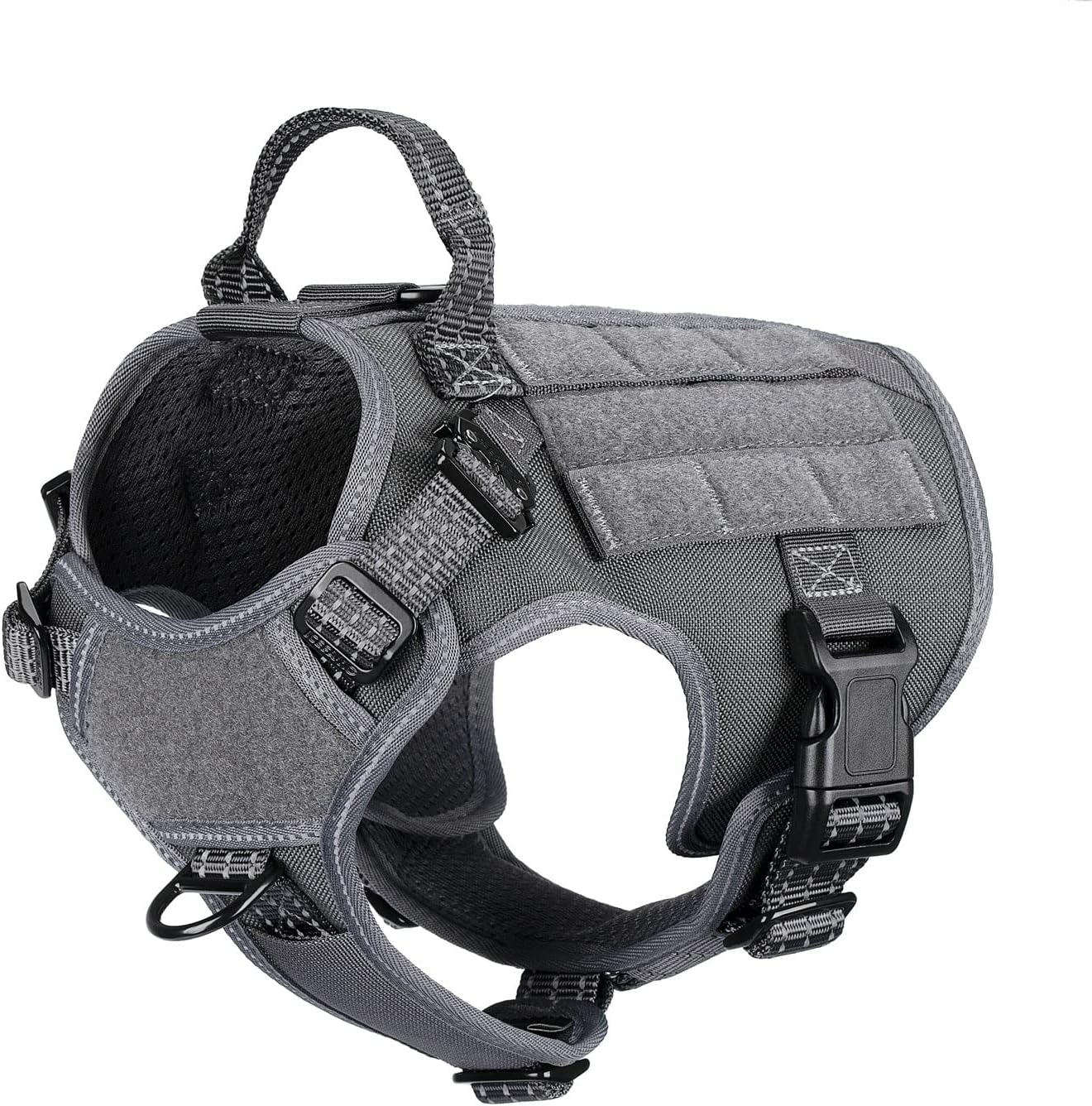 ICEFANG GN1 Reflective Tactical Dog Harness, Unique MOLLE K9 Dog Vest with 2X Me...