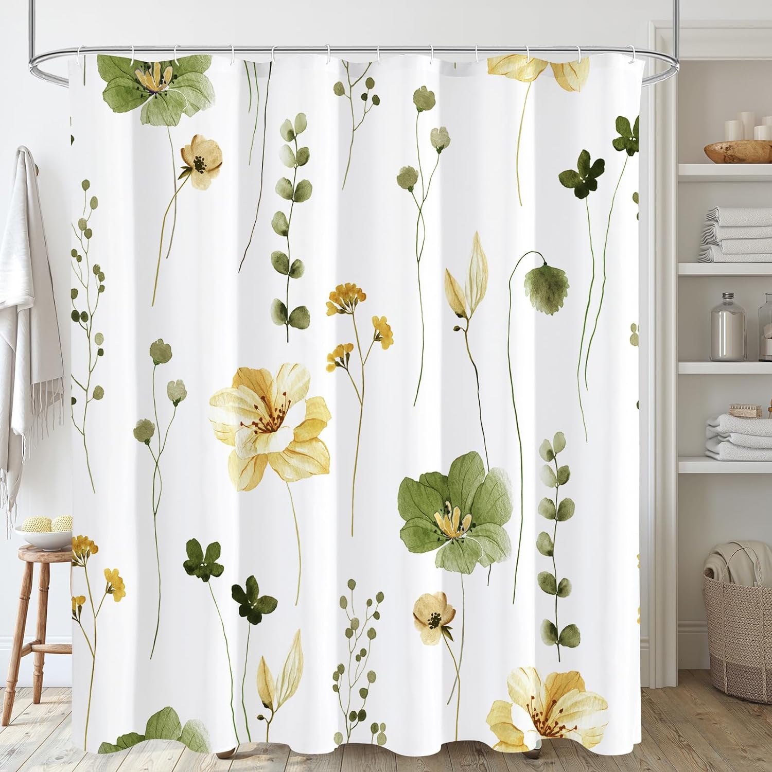 Gibelle Long Shower Curtain 72 x 78, Watercolor Fl...