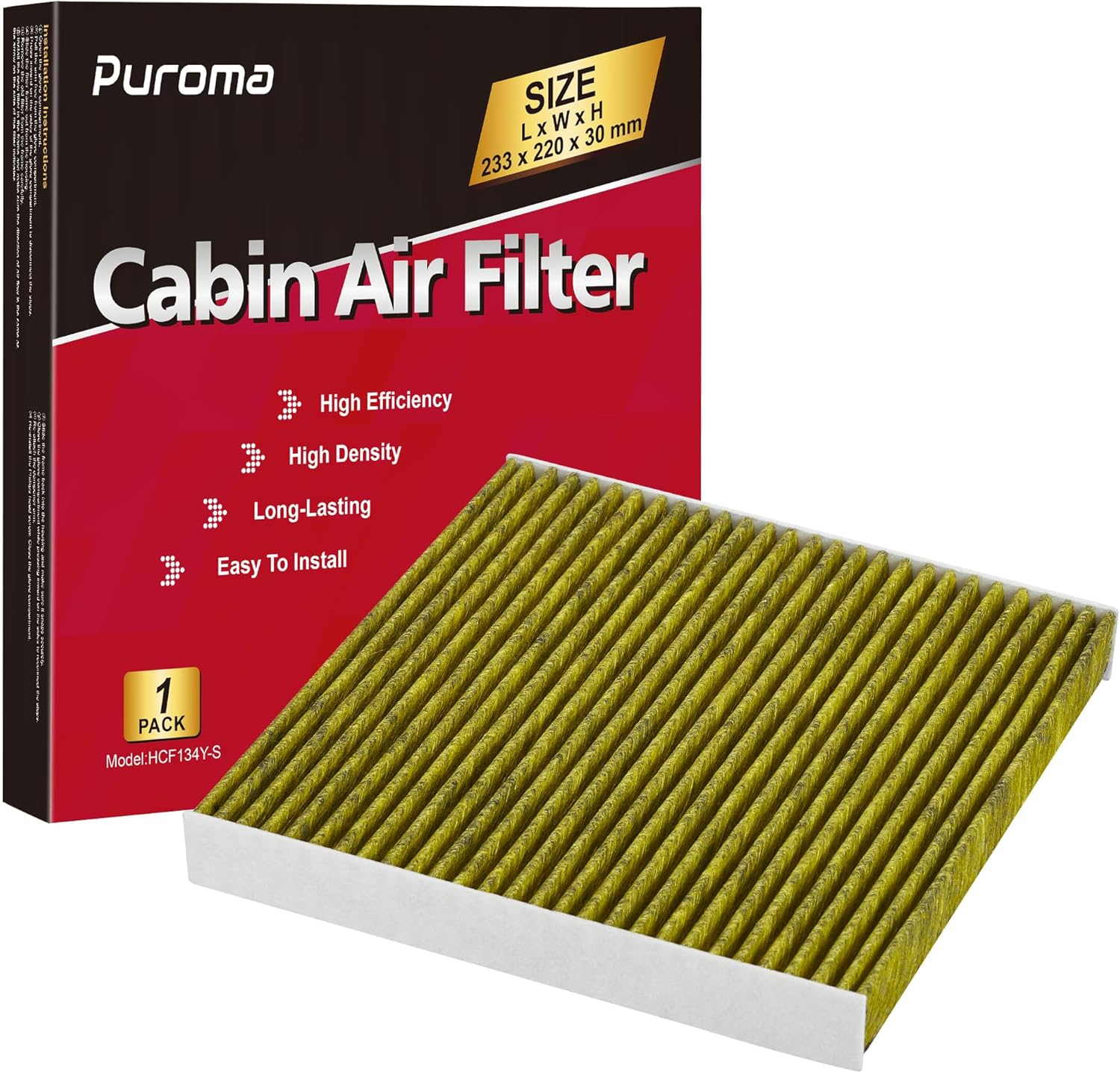 Puroma Cabin Air Filter with Activated Carbon, Replacement for CP134, CF10134, H...