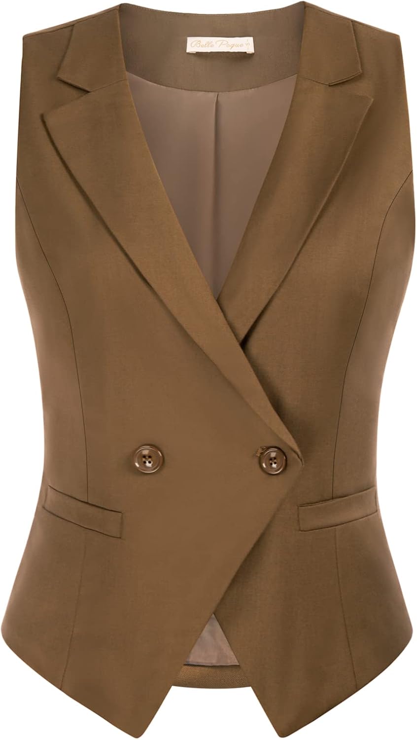 Belle Poque Women Elegant Waistcoat Double Breasted Waistcoat Retro Office Lapel...