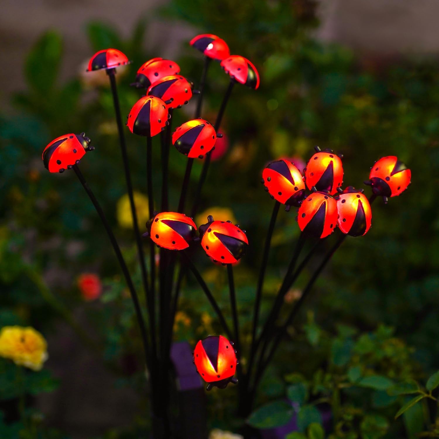 Solar Ladybug Garden Lights for Outdoor - Pack of 4 Solar Ladybug Pathway Lighti...