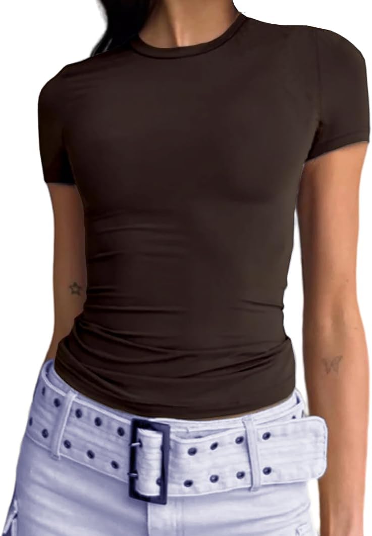 Abardsion Women's Casual Basic Crop Tops, Special Slim Fit T Shirts with Short S...