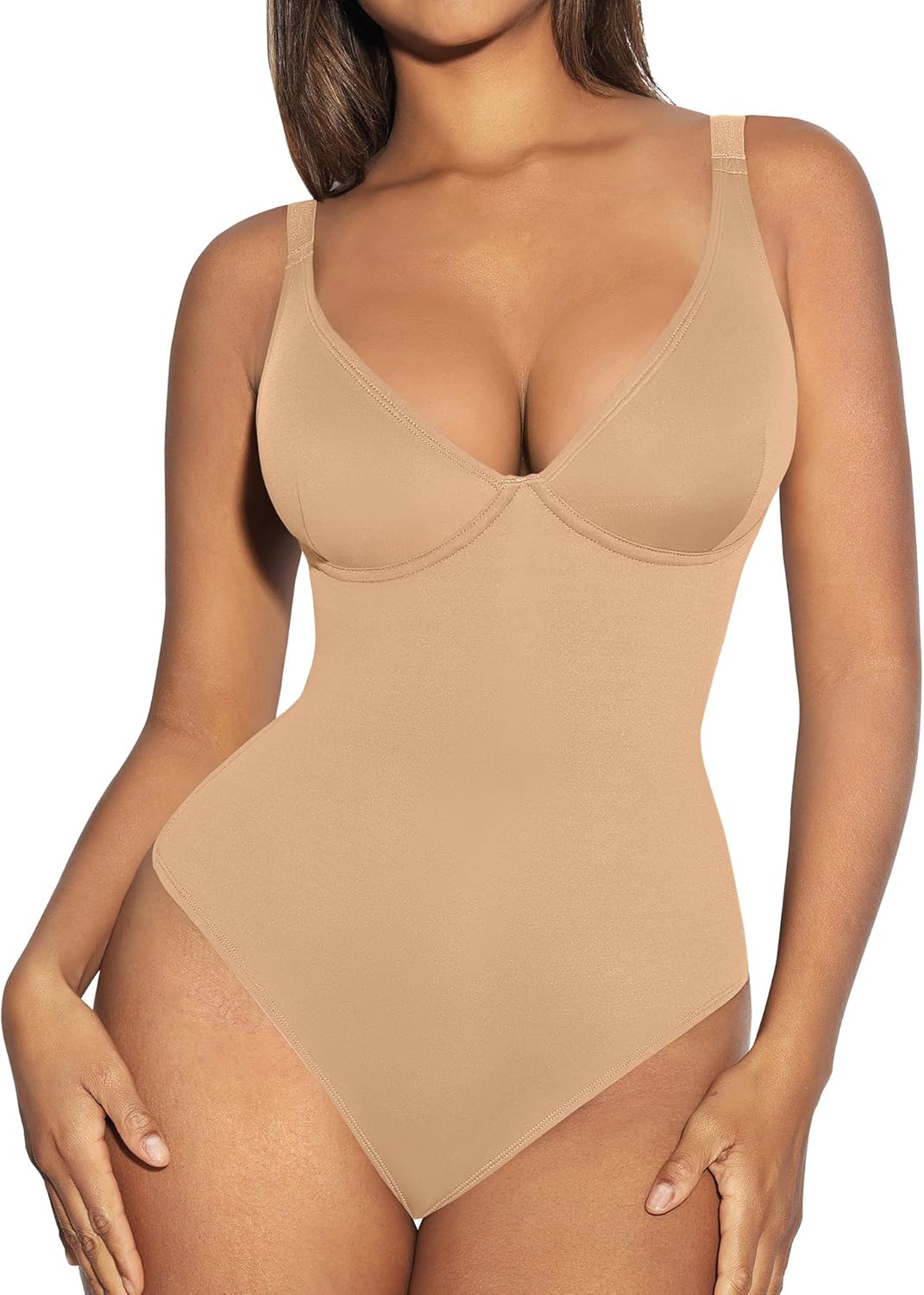 FeelinGirl Shapewear Bodysuits for Women Tummy Control Body Suits Deep V Neck Th...
