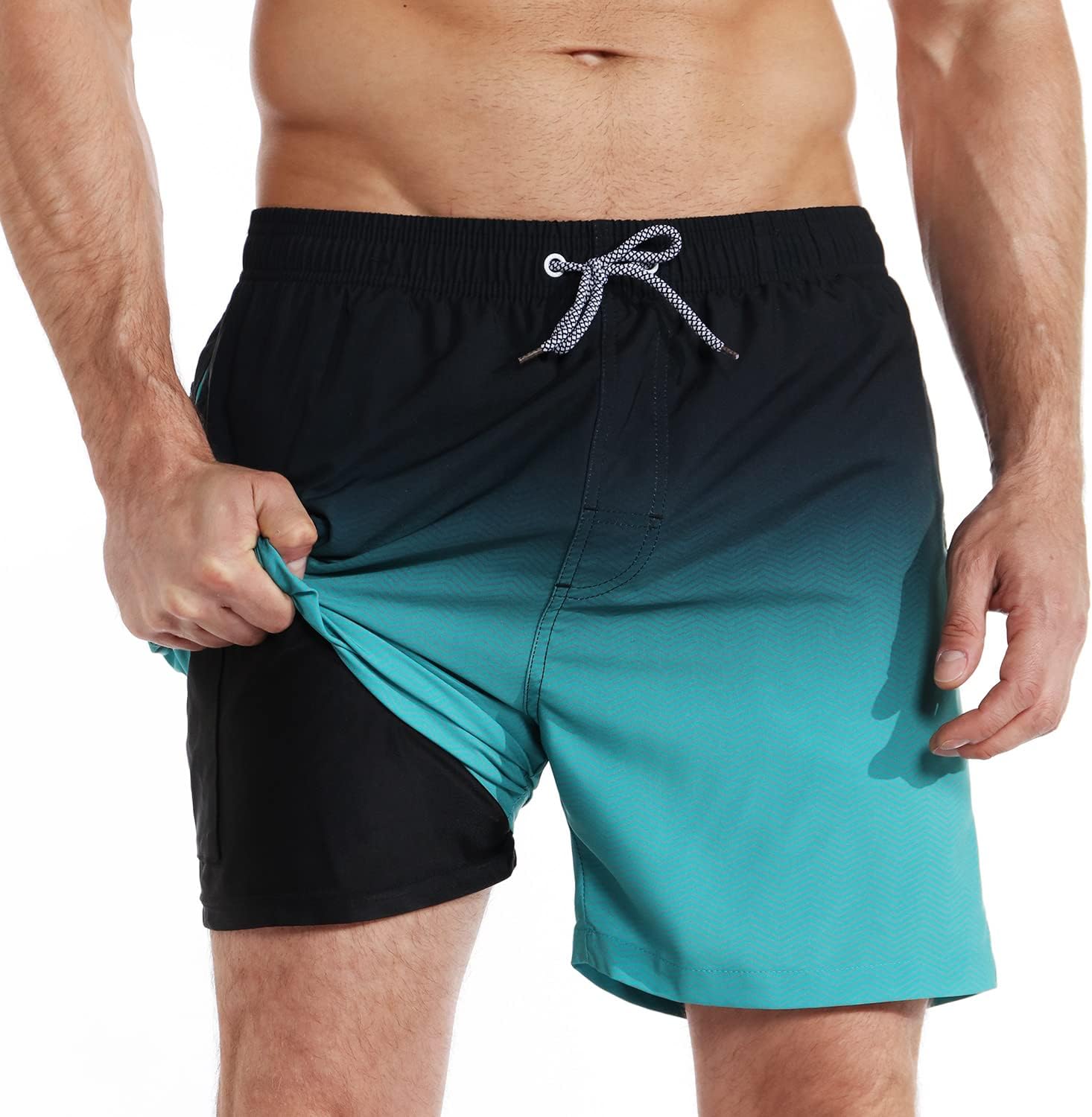 iCKER Swim Shorts Men Swim Trunks 2 in 1 Compression Liner Quick Dry Swimming Bo...