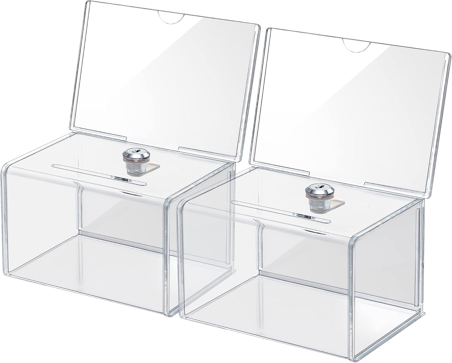 KYODOLED Acrylic Donation Box with Lock,Ballot Box with Sign Holder,Suggestion B...