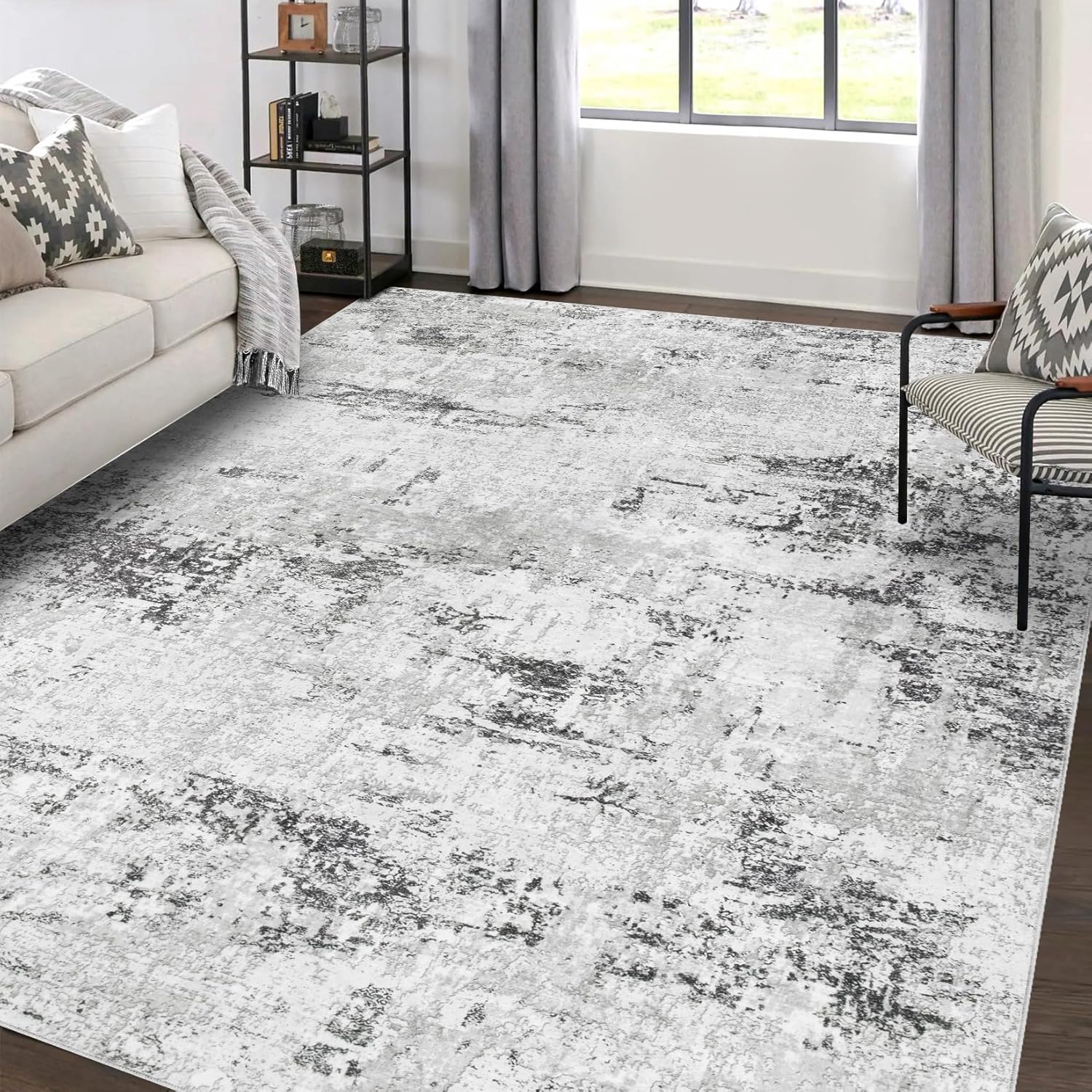 Area Rugs 5x7 Living Room: Large Modern Abstract Washable Rug Soft Anti-Skid Non...