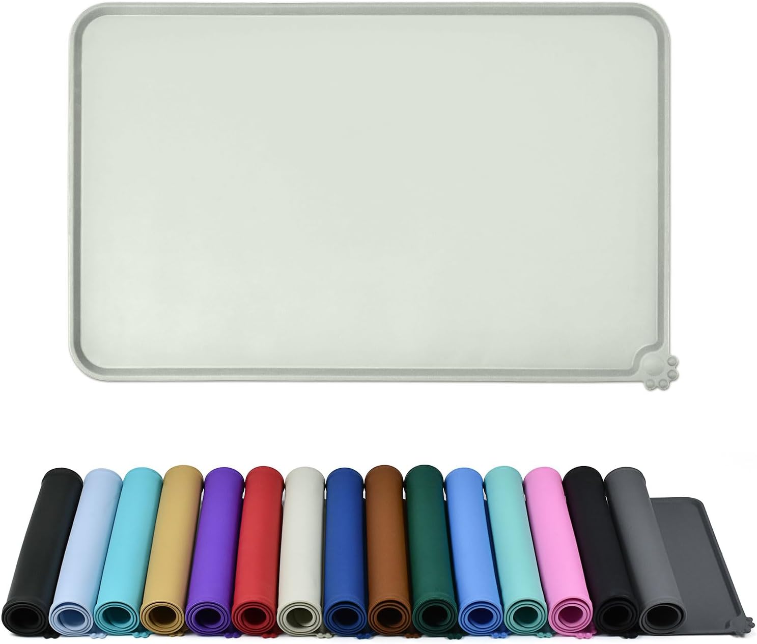 Reopet Silicone Pet Feeding Mat, Waterproof Dog Cat Food Mat with Raised Edges,...