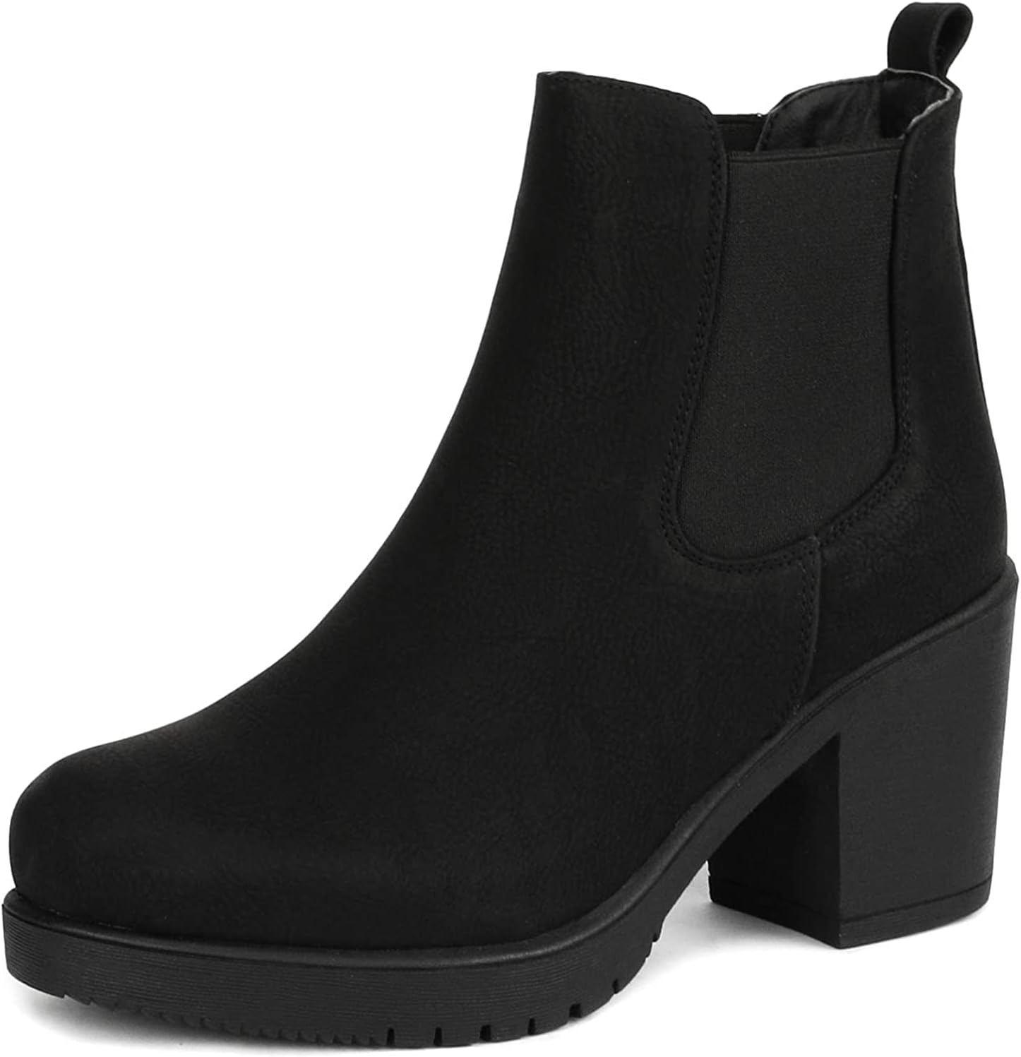 DREAM PAIRS Women's High Chunky Heel Chelsea Ankle Boots Slip On Elastic Fall He...
