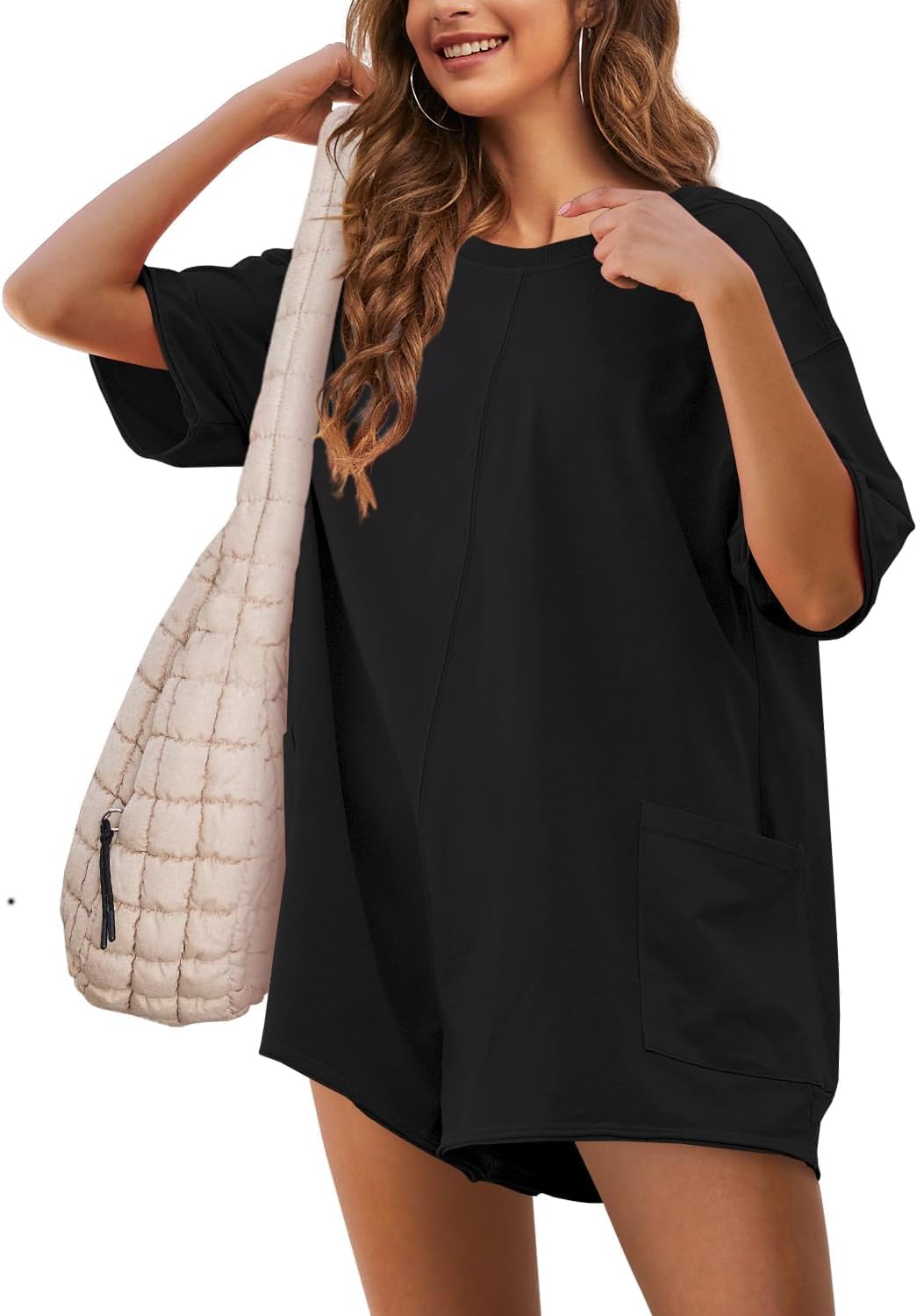 Yeokou Rompers for Women Casual Short Sleeve Oversized Athletic Workout Reversib...