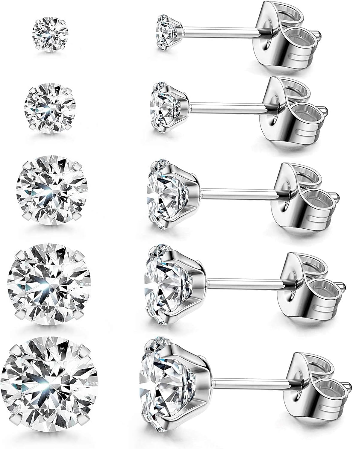 Kainier Women's 14K Gold Plated CZ Stud Earrings Simulated Diamond Round Cubic Z...