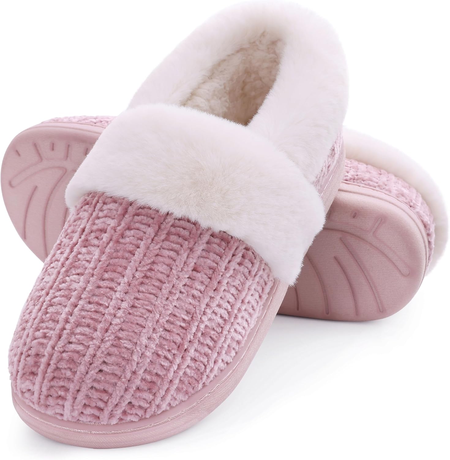 Evshine Women's Fuzzy Memory Foam Slippers, Special Closed Back Slippers, Innova...