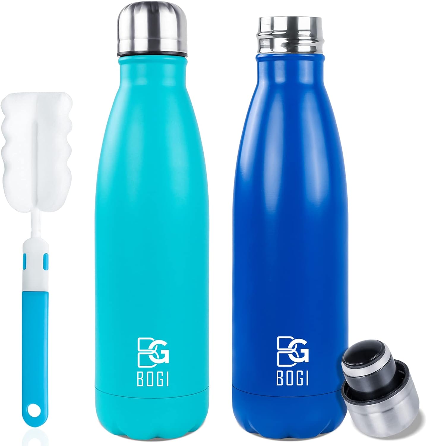BOGI 2 Pack Insulated Water Bottle,500ml Stainless...
