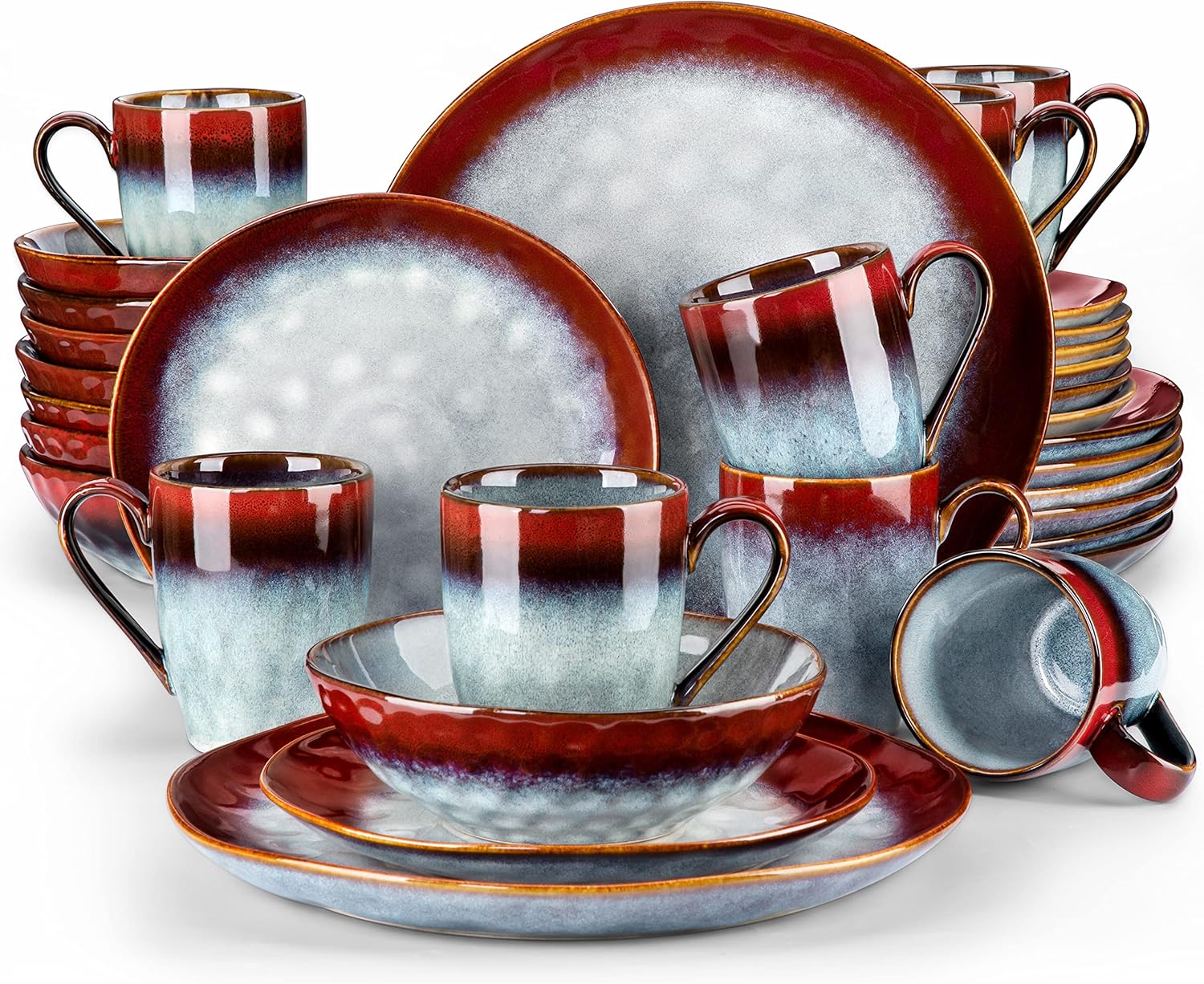 vancasso Starry Red Dinner Set, Special Reactive Glaze Dinnerware Tableware, Hig...