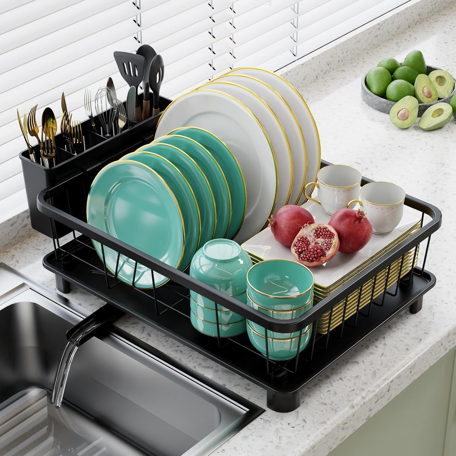 Dish Drying Rack - Space-Saving Dish Rack,Dish Racks for Kitchen Counter with Dr...