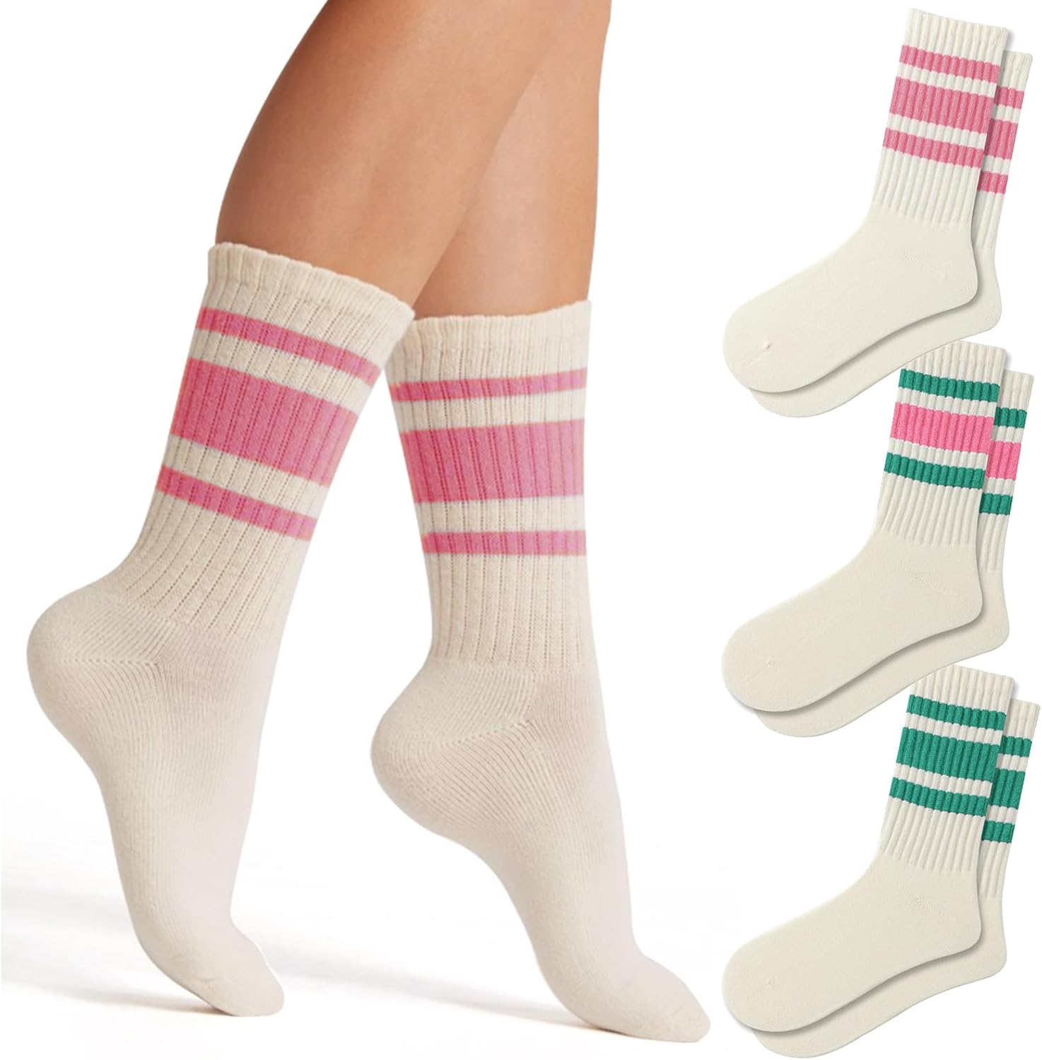 Fun Novelty Socks, Special Socks For Women, Unique Striped Retro Crew Socks, Spo...