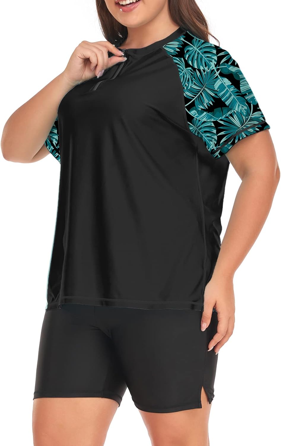 Inno 2 Piece Plus Size Rash Guard, Special Women's Surfing Swimwear With Short S...