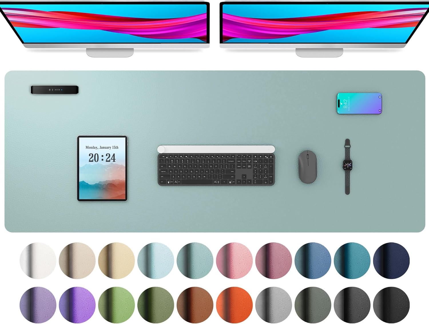 Leather Desk Pad Protector,Mouse Pad,Office Desk Mat, Non-Slip PU Leather Desk B...