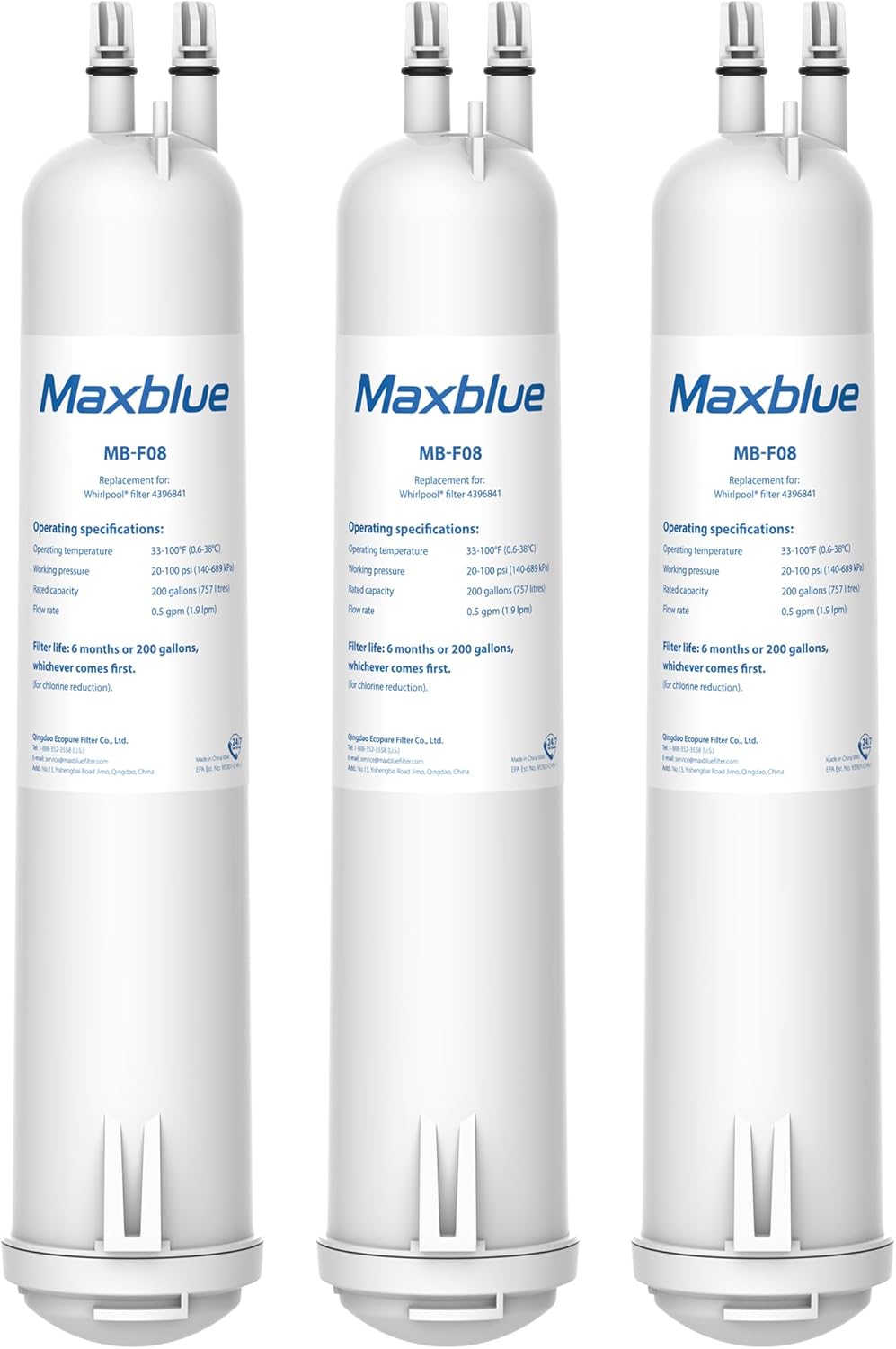 Maxblue MB-F08 Replacement for 4396841, Everydrop® Filter 3, EDR3RXD1, 4396710,...