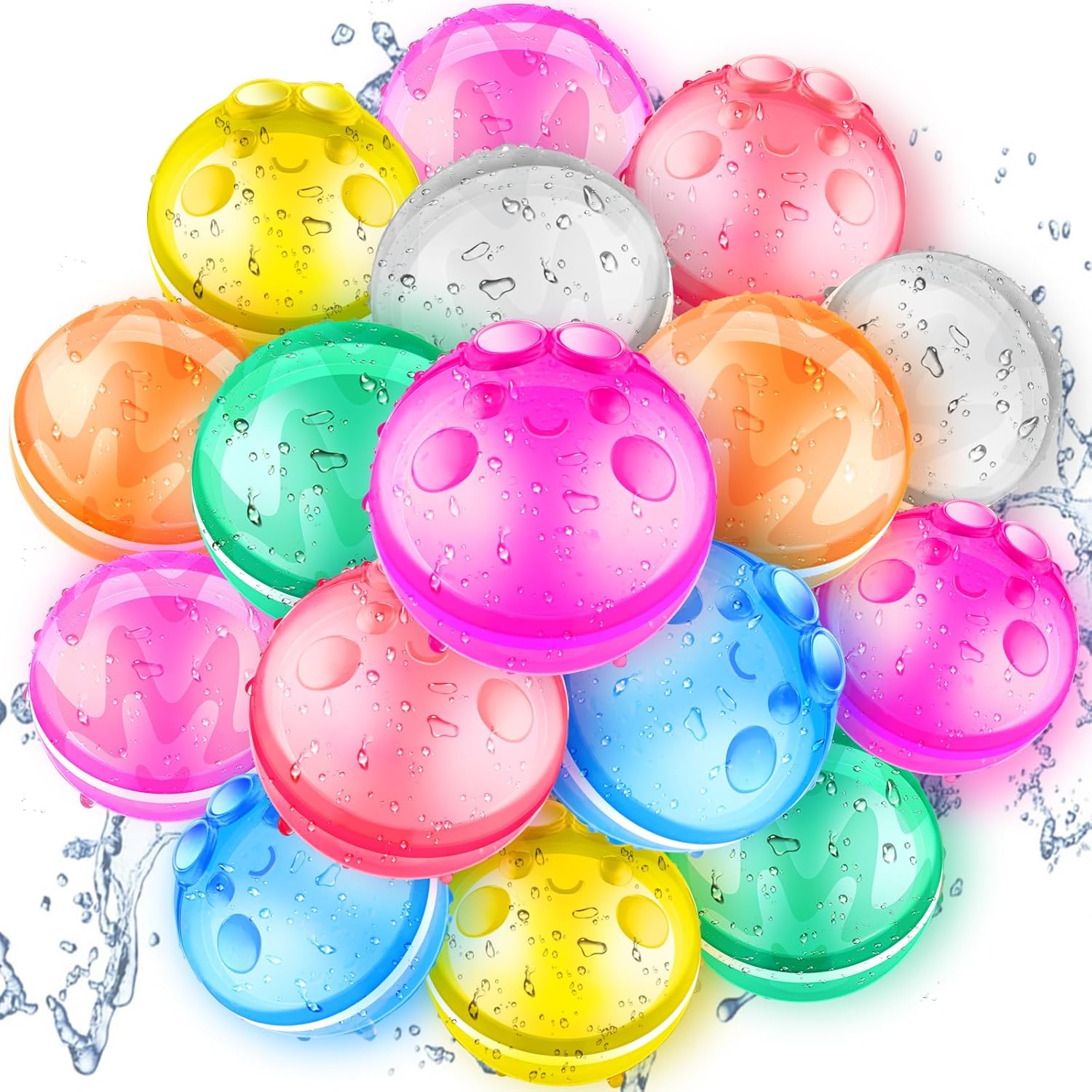 16 PCS Reusable Water Balloons, Easy Quick Fill & Self-Sealing Water Balloon for...