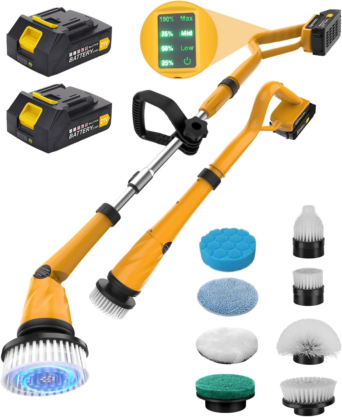 Qimedo 1500 RPM Electric Spin Scrubber with Two Batteries Q2 Pro, Cordless Batte...