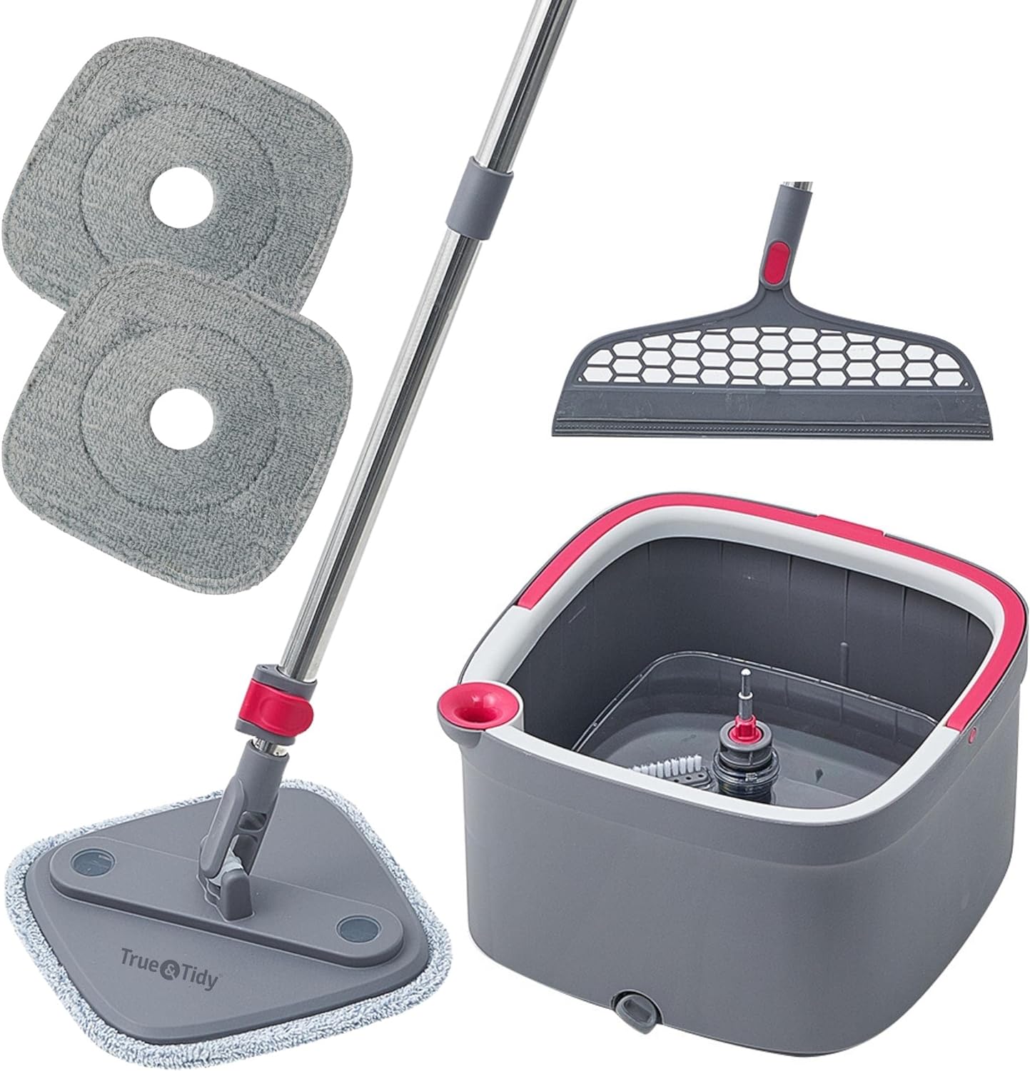 True & Tidy® True Clean Mop and Bucket System, Includes Square Spin Mop, Dual Co...