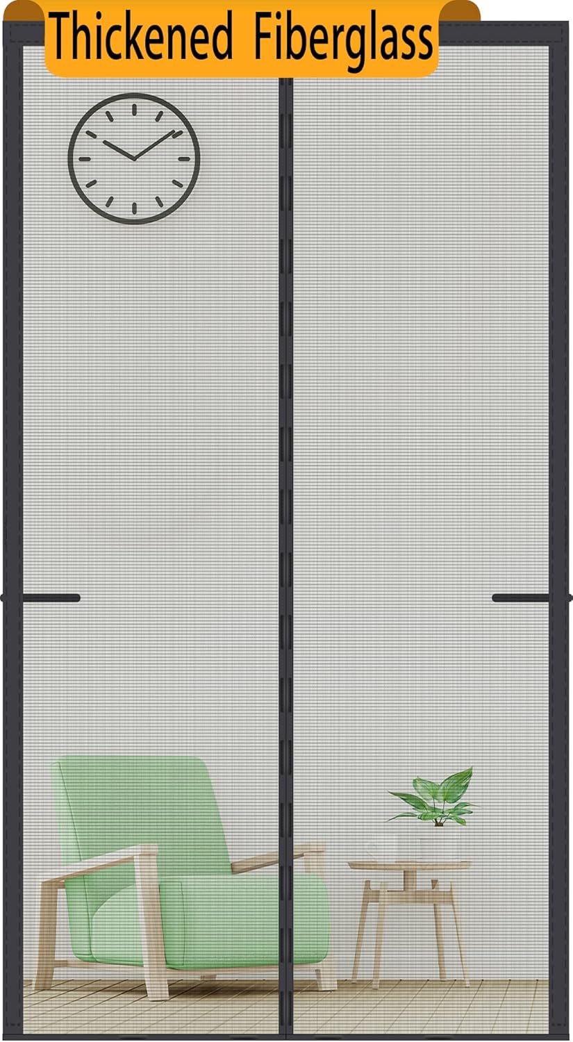 Upgraded Magnetic Screen Door Thicker 250g/㎡ Fiberglass Mesh,36 Longer Magnets,...