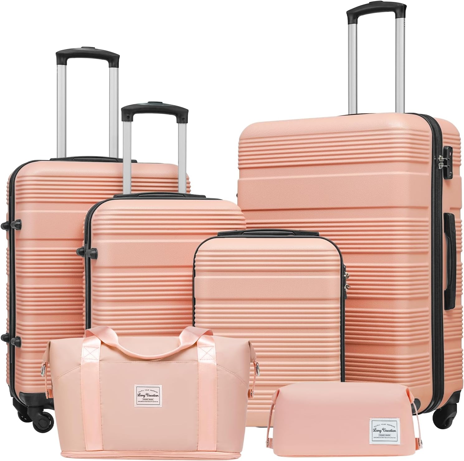 LONG VACATION Luggage Set, Special 4 Piece ABS Hardshell Suitcase with TSA Lock,...
