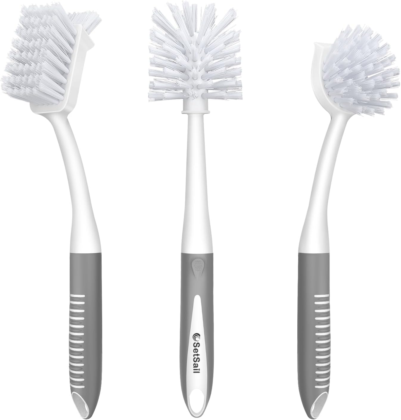 SetSail Dish Brush Set of 3 with Bottle Brush, Dish Scrub Brush with Long Handle...