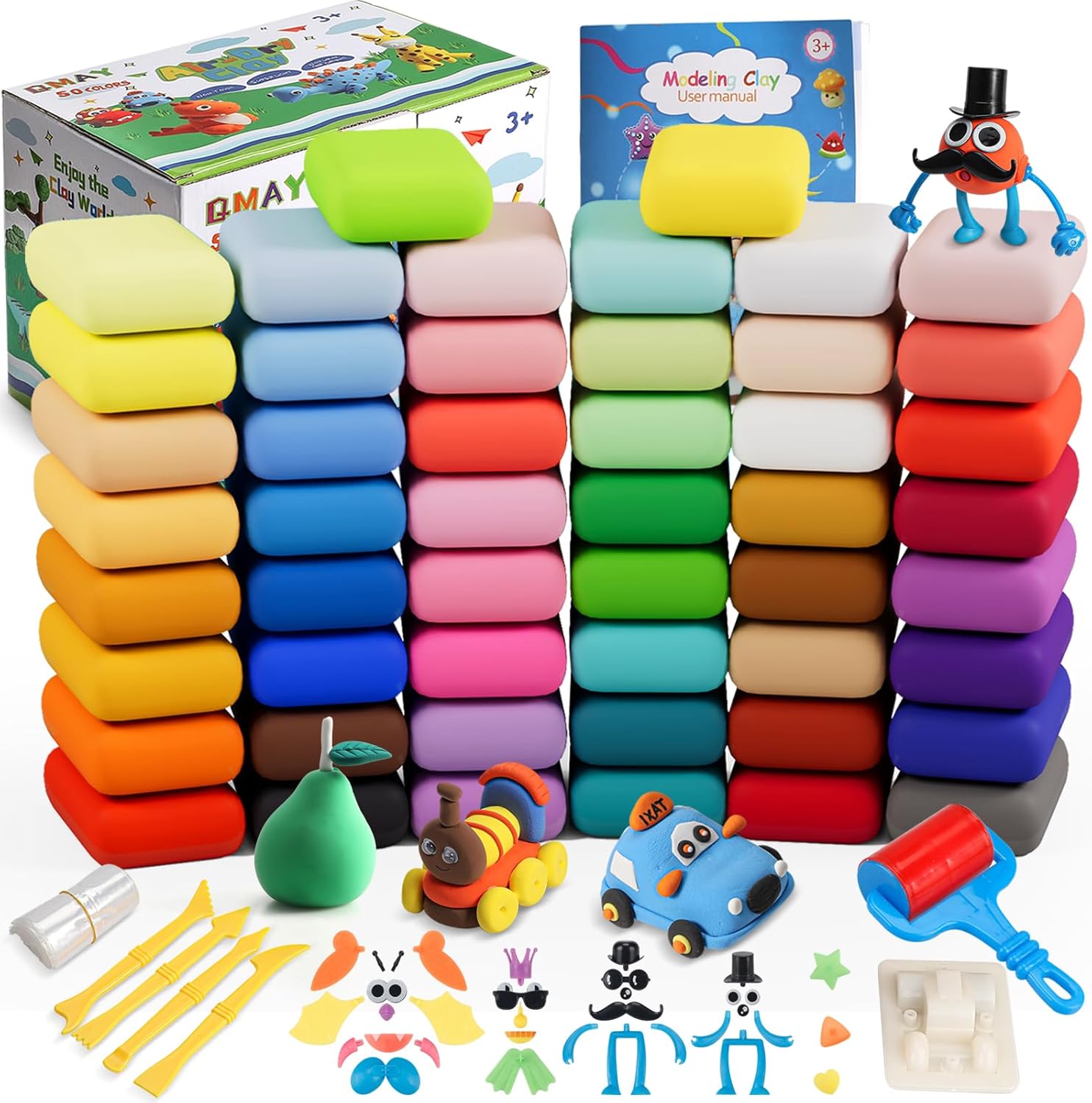 Air Dry Clay Kit - QMay 50 Colors DIY Modeling Clay Ultra Light Magic Clay, Nont...