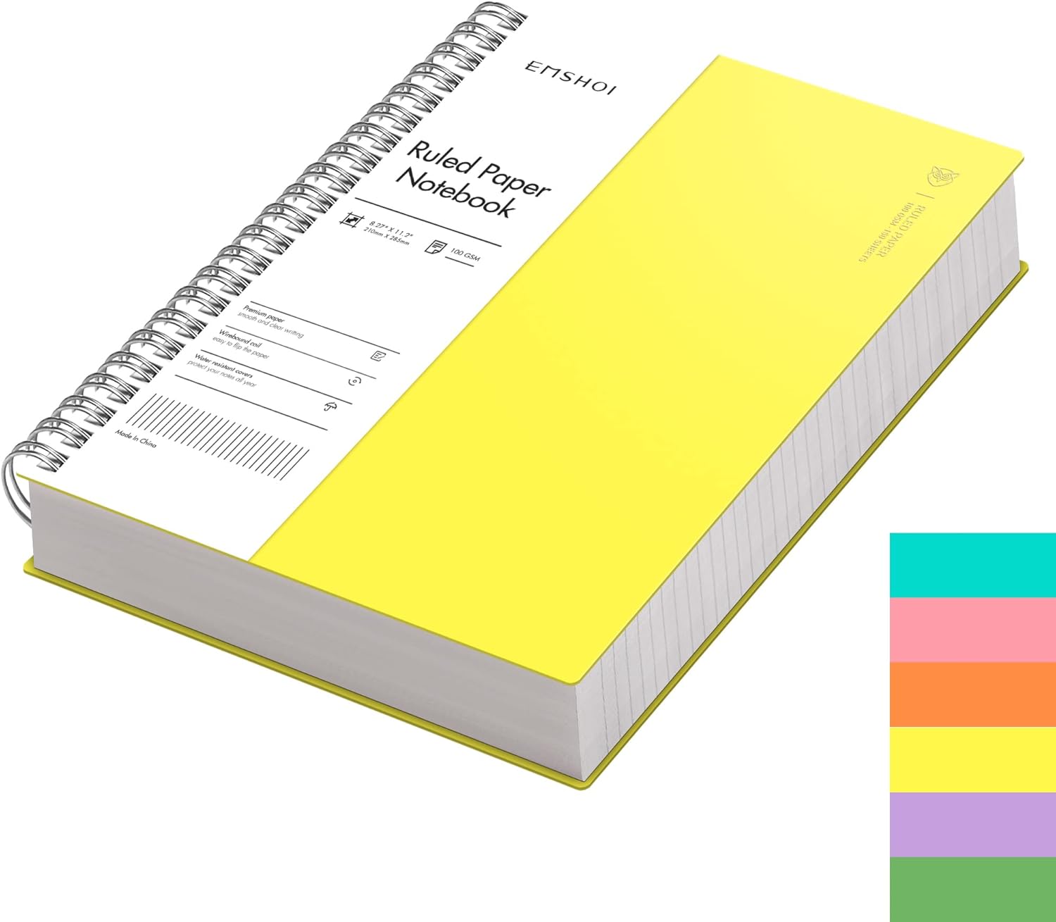 EMSHOI A4 Spiral Notebook, Special College Ruled Lined Journal with 300 Pages, H...