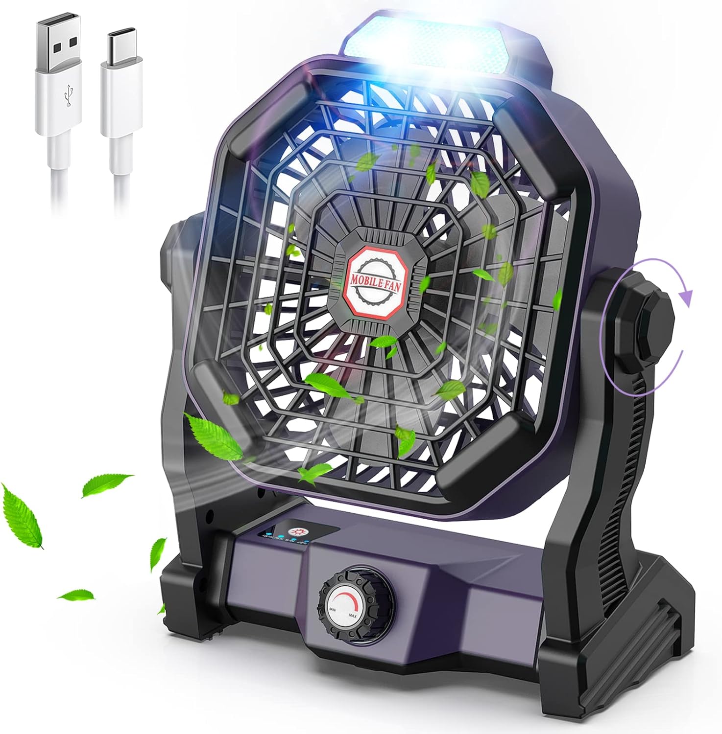 CONBOLA Portable Camping Fan for Tents,10400mAh Battery Operated Fan,36 Hours Wo...