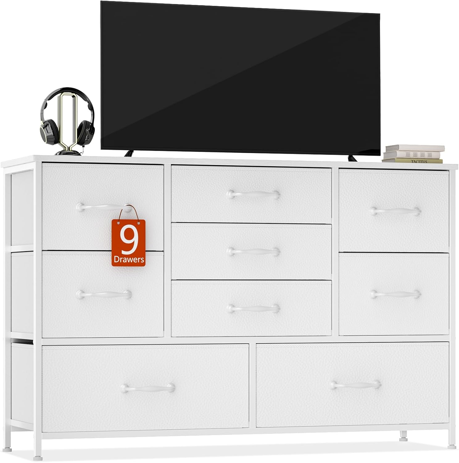 Furnulem White Dresser with 9 Large Drawers for 55...
