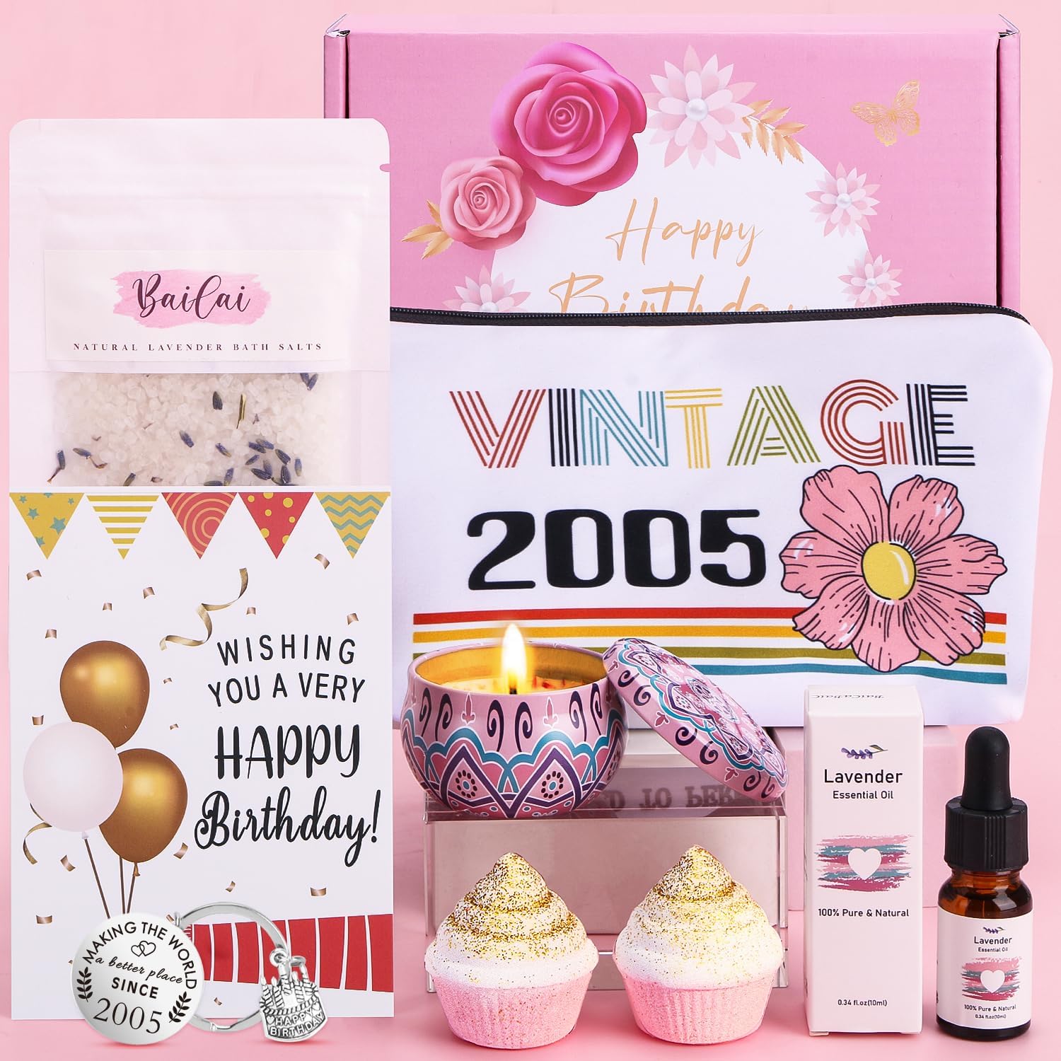 Bath Sets 19th Birthday Pamper Gifts for Girl, Personalised Skin Care 2005 Birth...