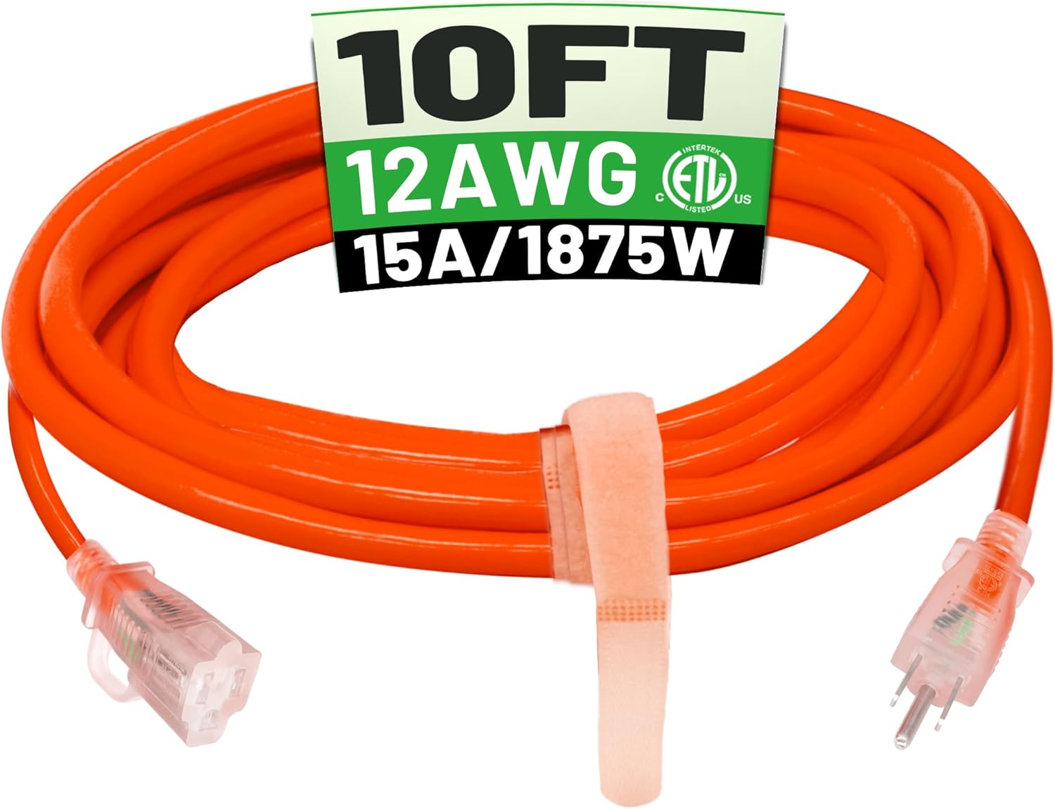 10 ft 12/3 Outdoor Extension Cord Waterproof Heavy...