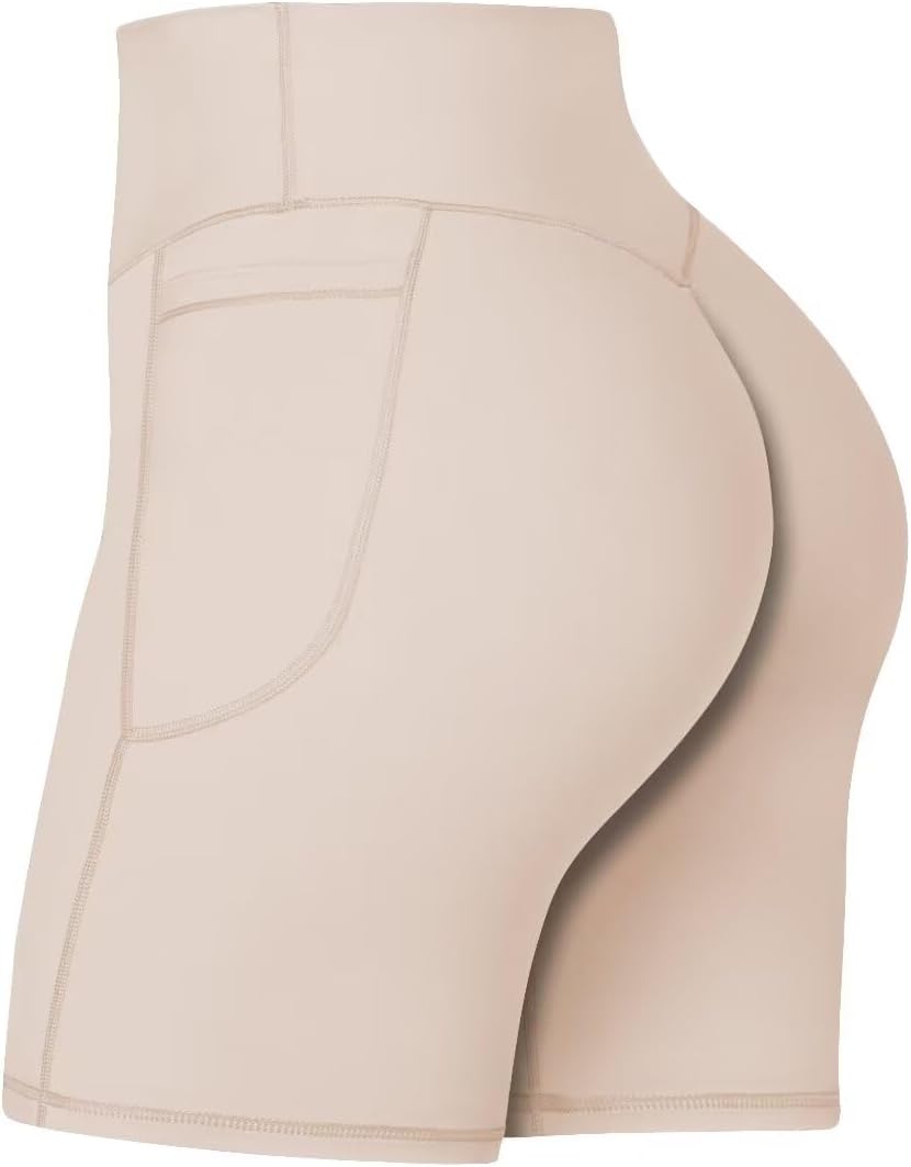 Sunzel No Front Seam Biker Shorts for Women with Pockets, Yoga Workout Gym Bike...