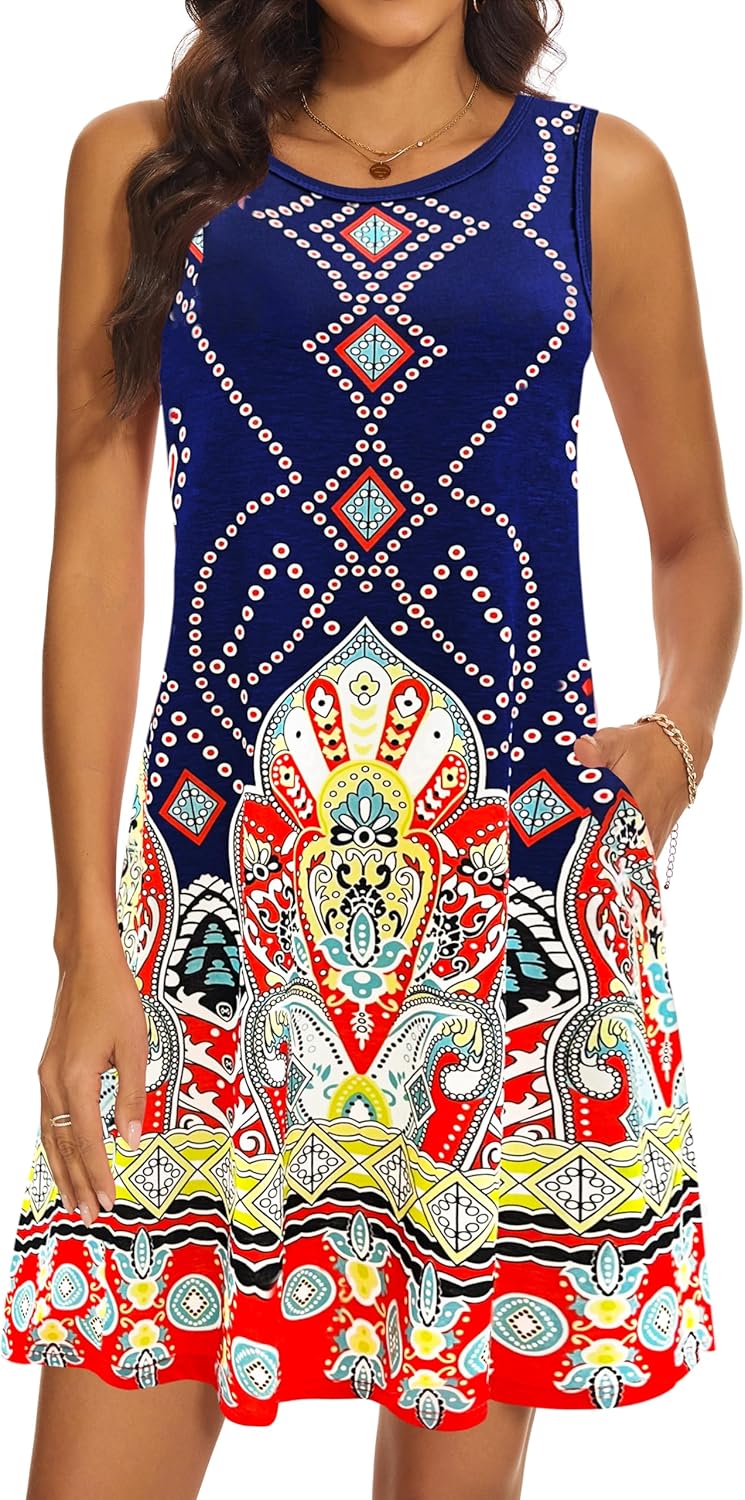 Summer Dresses for Women 2024 Casual Sundresses Beach Cover Ups Sleeveless Tshir...