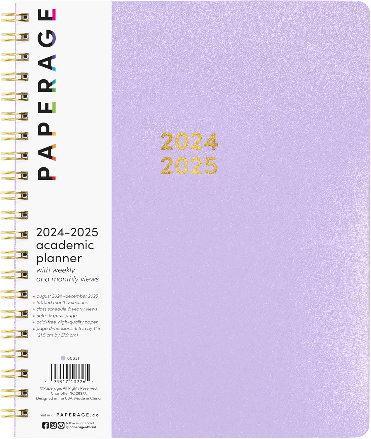 PAPERAGE 17 Month Academic Planner, Special Weekly Planner for 2024-2025, Innova...