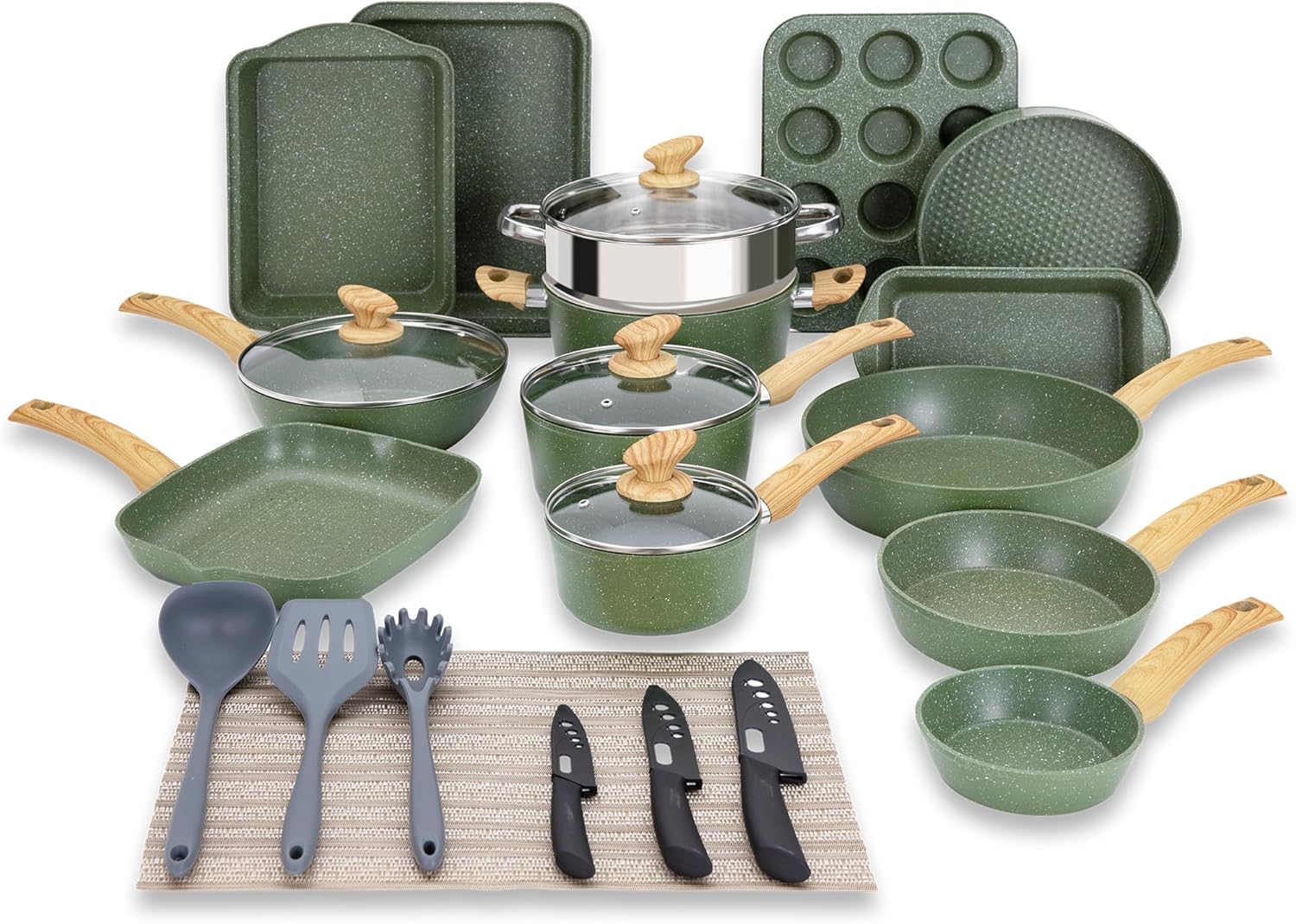 Kitchen Academy Pots and Pans Set Nonstick, 30 Pie...