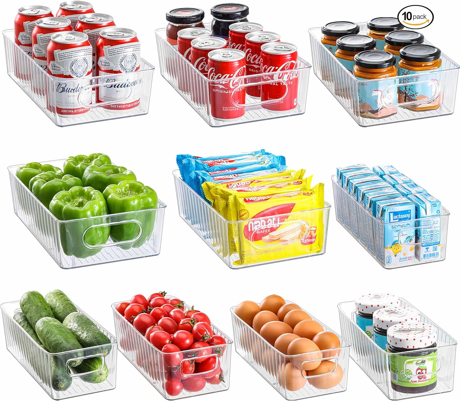 HNNJCK Fridge Organisers, Innovative Fridge Storage Containers Set of 10, Specia...